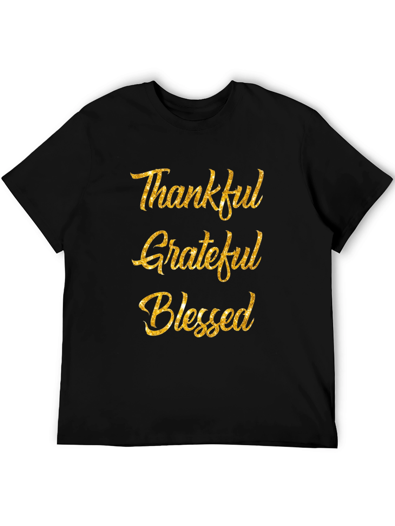 Black Thankful Grateful Blessed Black T-Shirt view 5