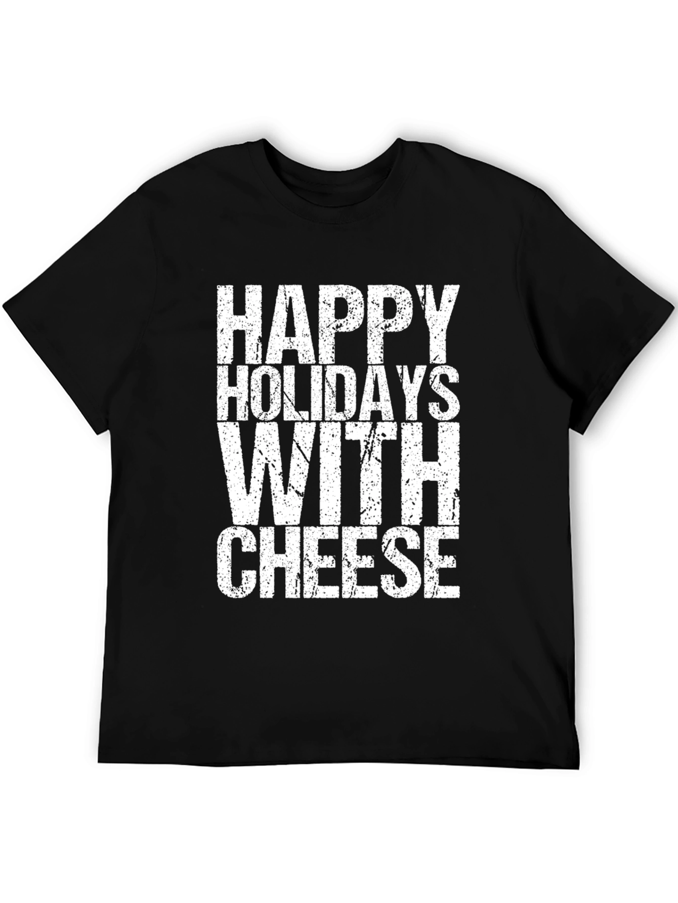 Black Happy Holidays With Cheese Graphic T-Shirt view 5
