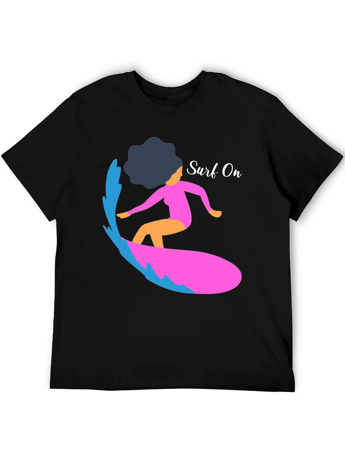 Black Surf On Graphic Tee - Mens Casual Black T-Shirt view 5