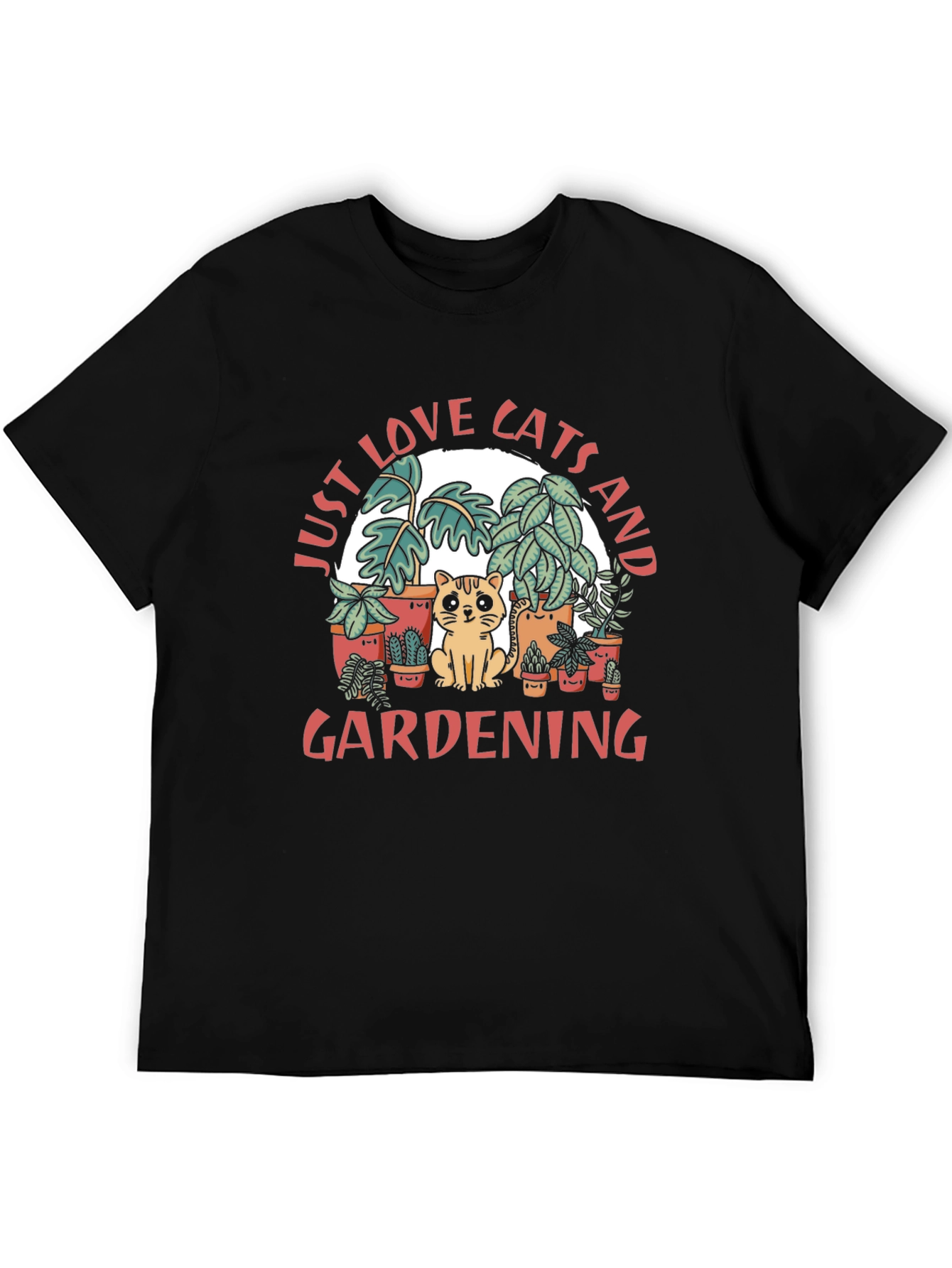 Black Just Love Cats and Gardening Graphic T-Shirt view 5