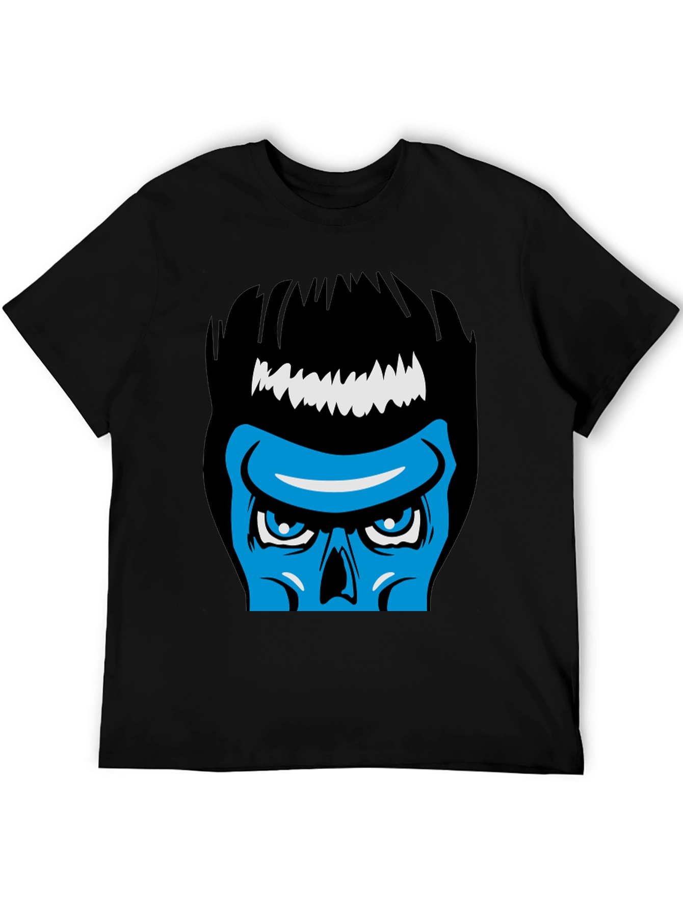 Black Blue Skull Graphic Black T-Shirt - Cool & Edgy Design view 5