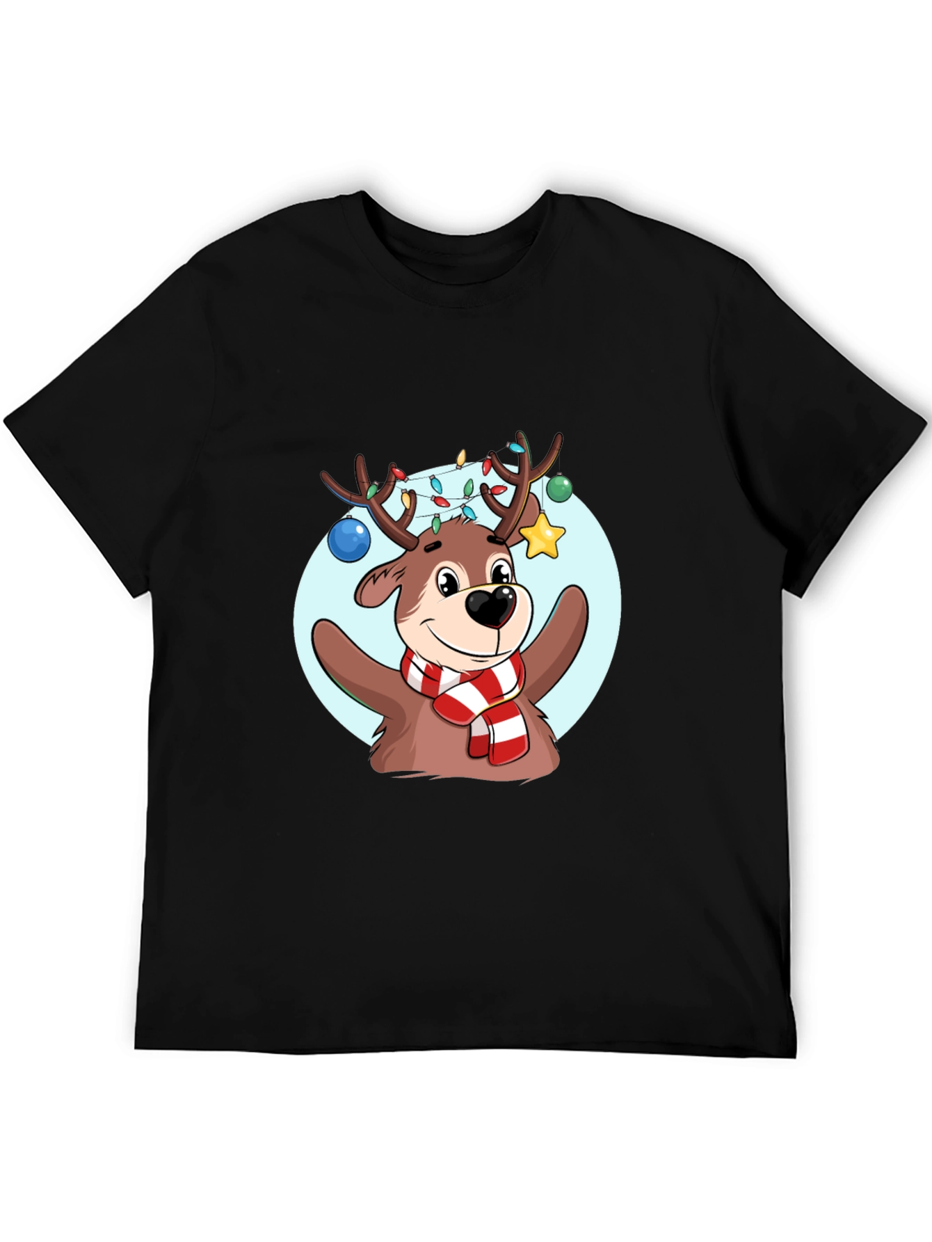 Black Festive Reindeer Graphic Tee - Holiday Cheer view 5