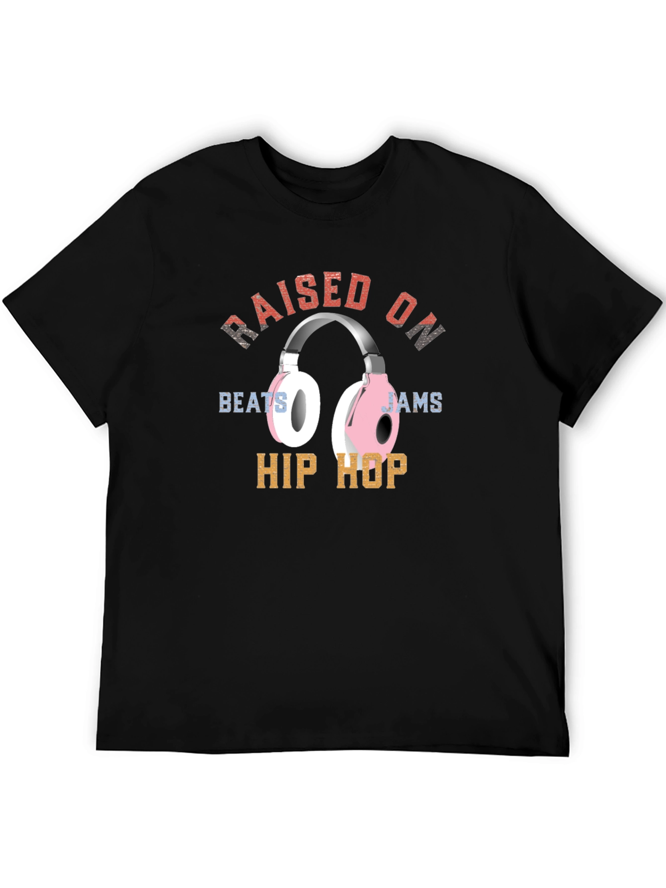 Black Raised On Beats Hip Hop T-Shirt view 5