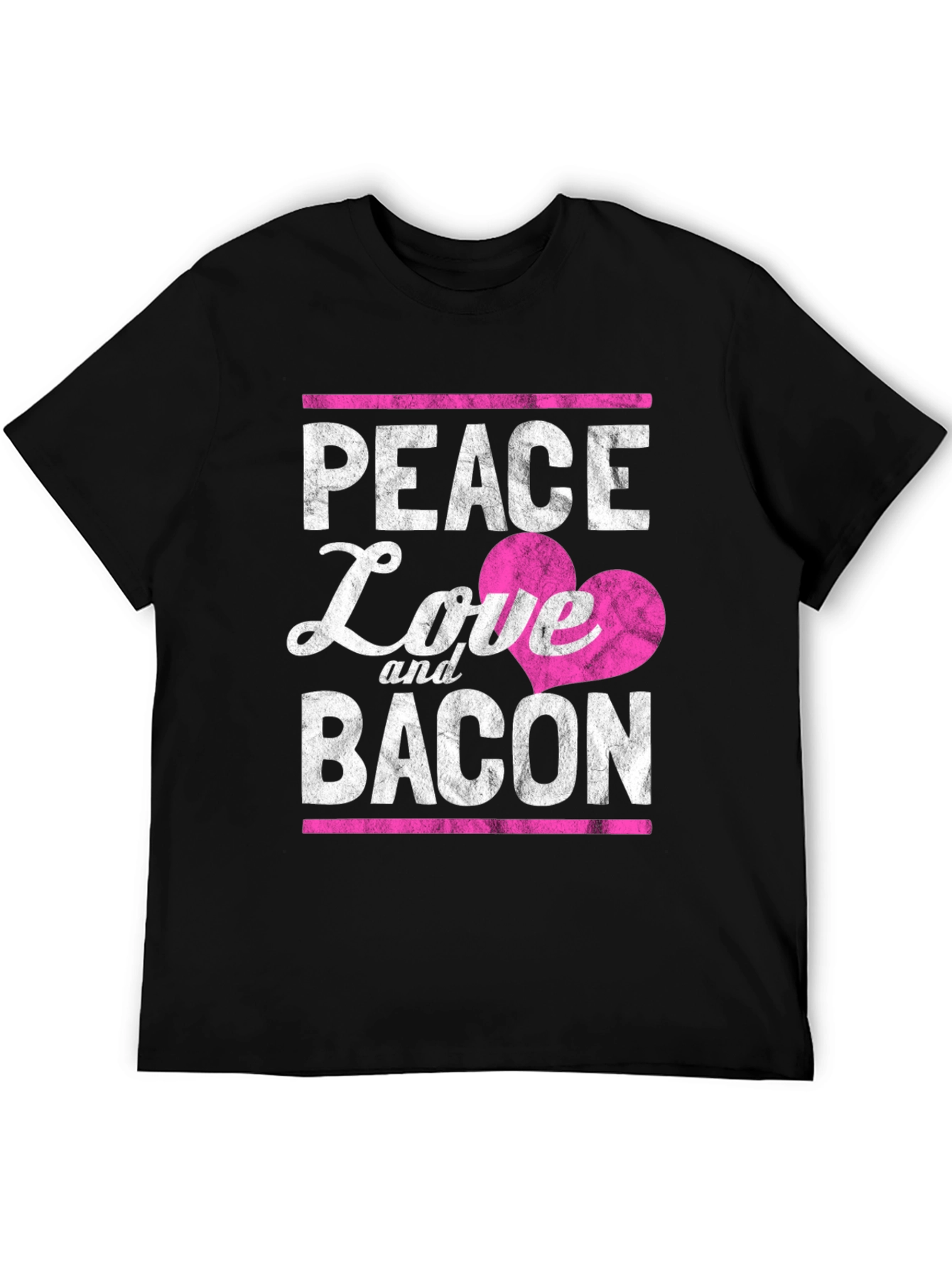 Black Peace Love and Bacon T-Shirt - Funny Foodie Tee view 5