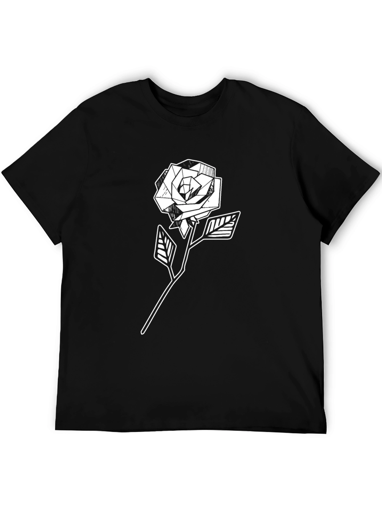 Black Geometric Rose Graphic Tee - Modern Style view 5