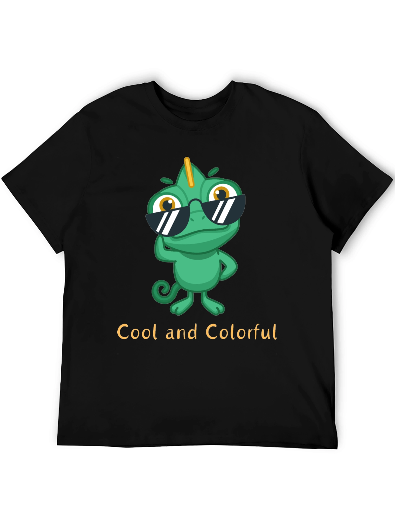 Black Cool Chameleon T-Shirt - Unique Colorful Design view 5