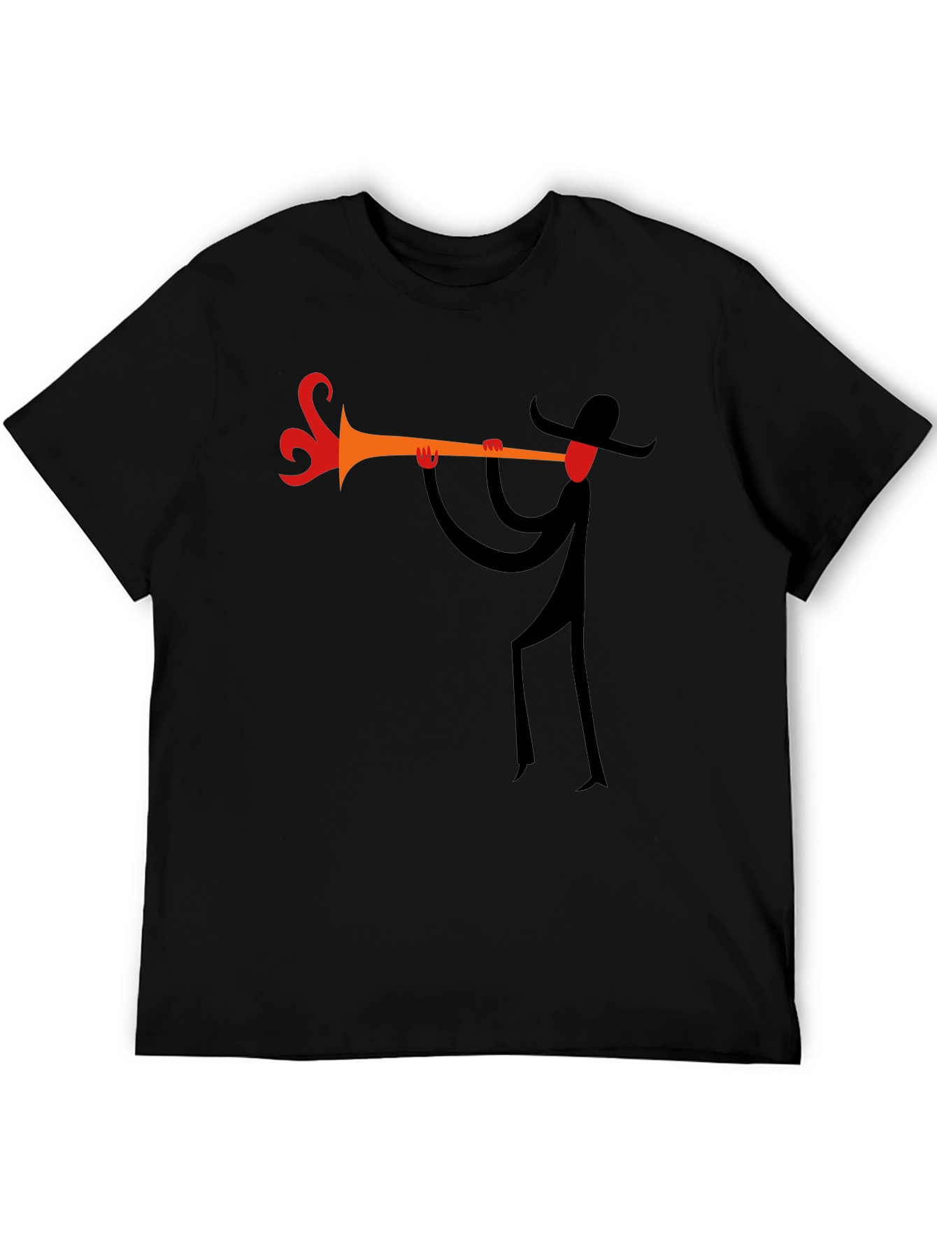 Black Abstract Trumpet Player Black T-Shirt view 5