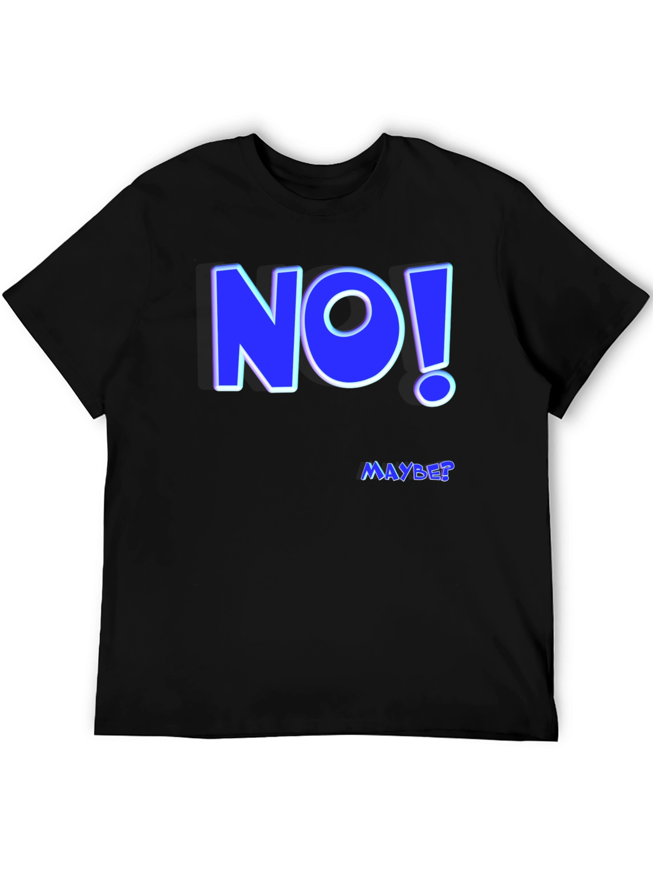Black Funny "NO! MAYBE?" Graphic Tee - Men's Black T-Shirt view 5