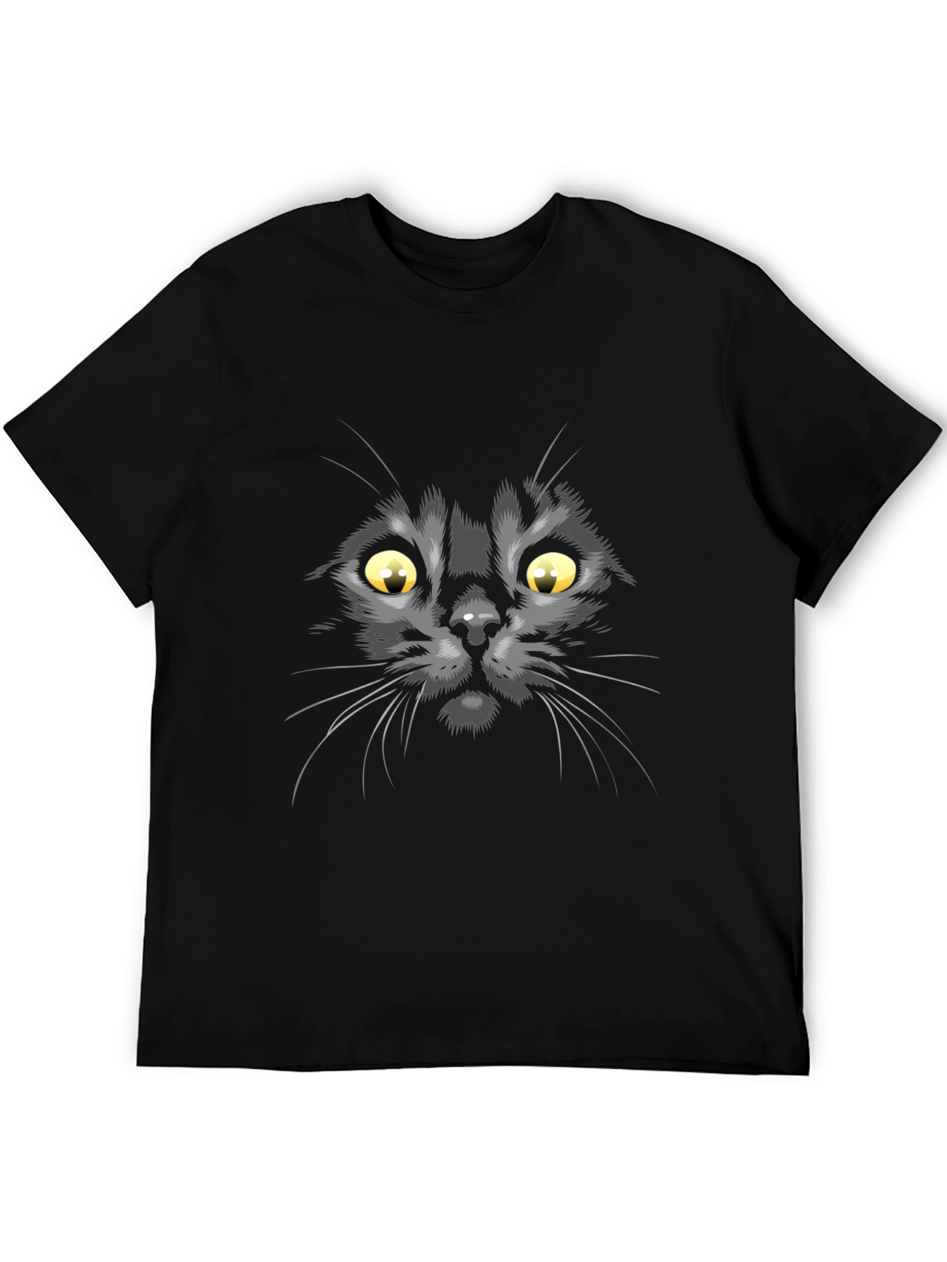 Black Black Cat Face Graphic T-Shirt view 5