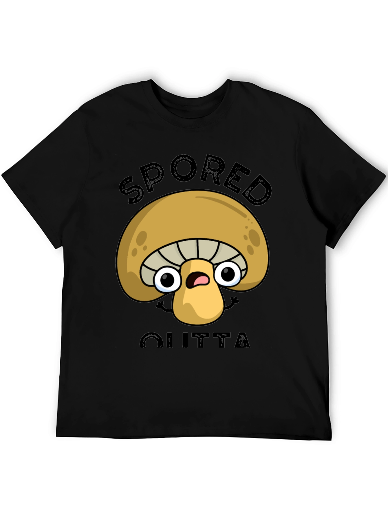 Black Spored Outta Shirt - Funny Mushroom Graphic Tee view 5