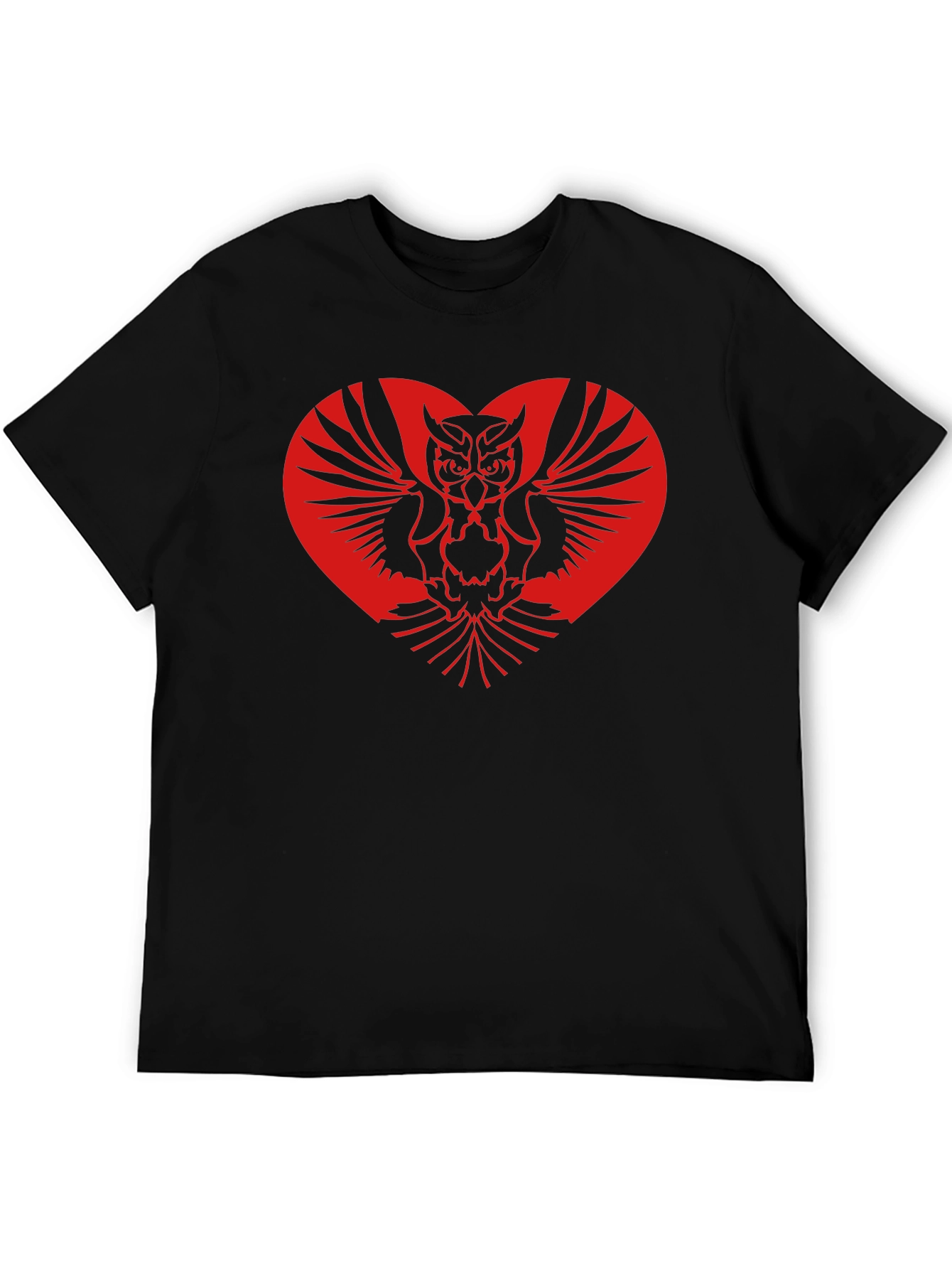 Black Owl Heart Graphic T-Shirt - Black view 5