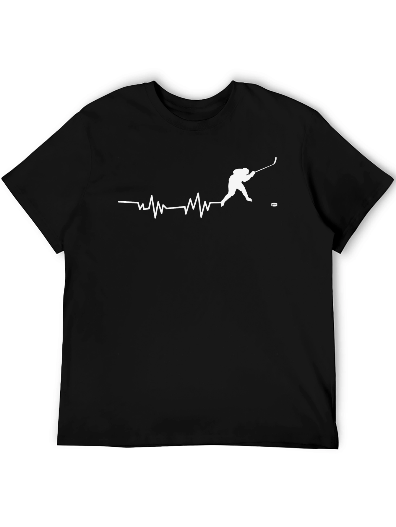 Black Hockey Heartbeat T-Shirt - Passionate Player Design view 5