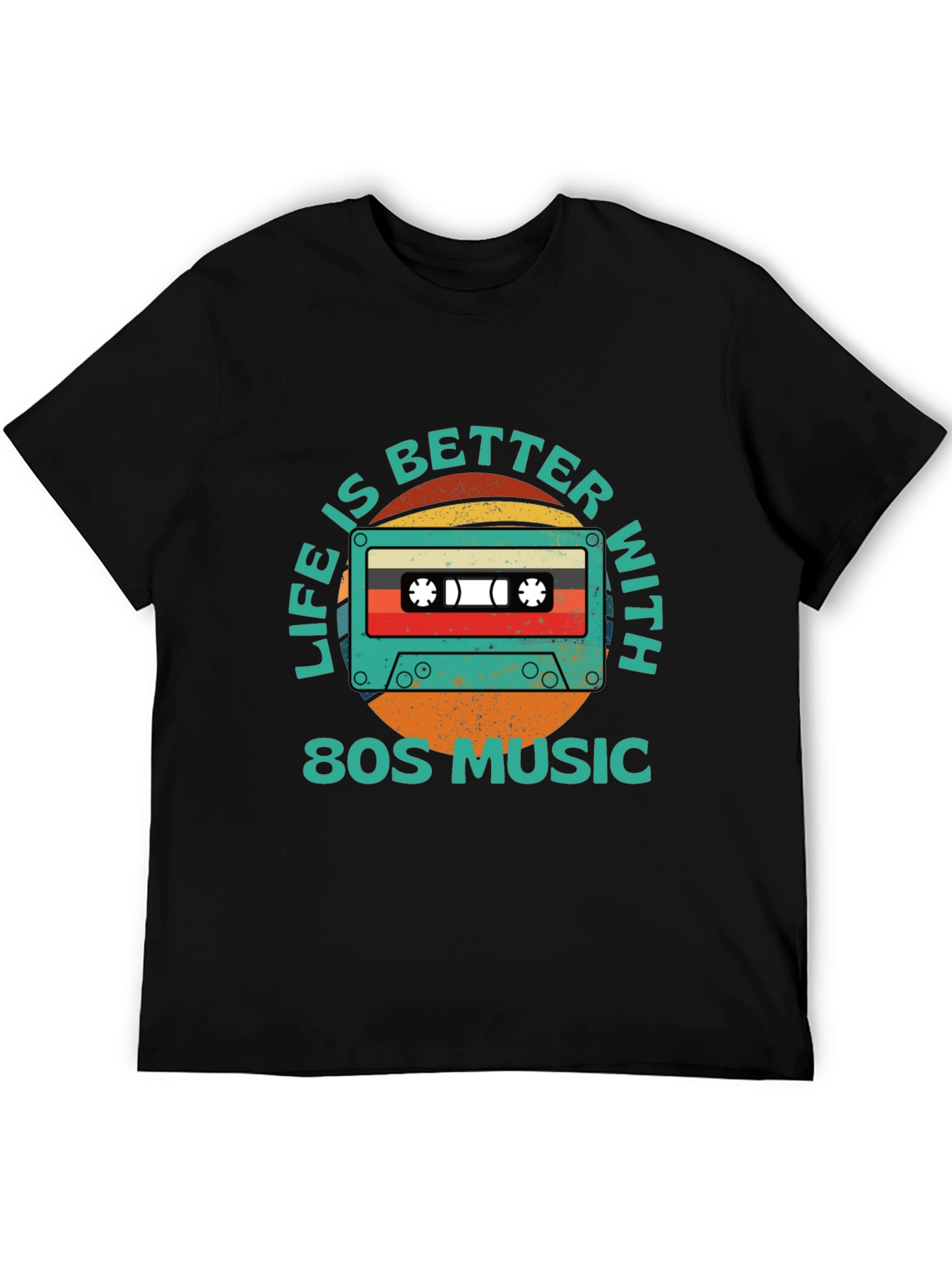 Black Retro 80s Music Cassette Graphic T-Shirt view 5