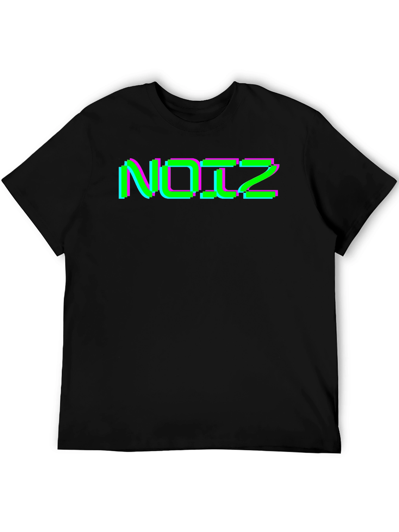 Black Retro Glitch Noiz Black T-Shirt view 5