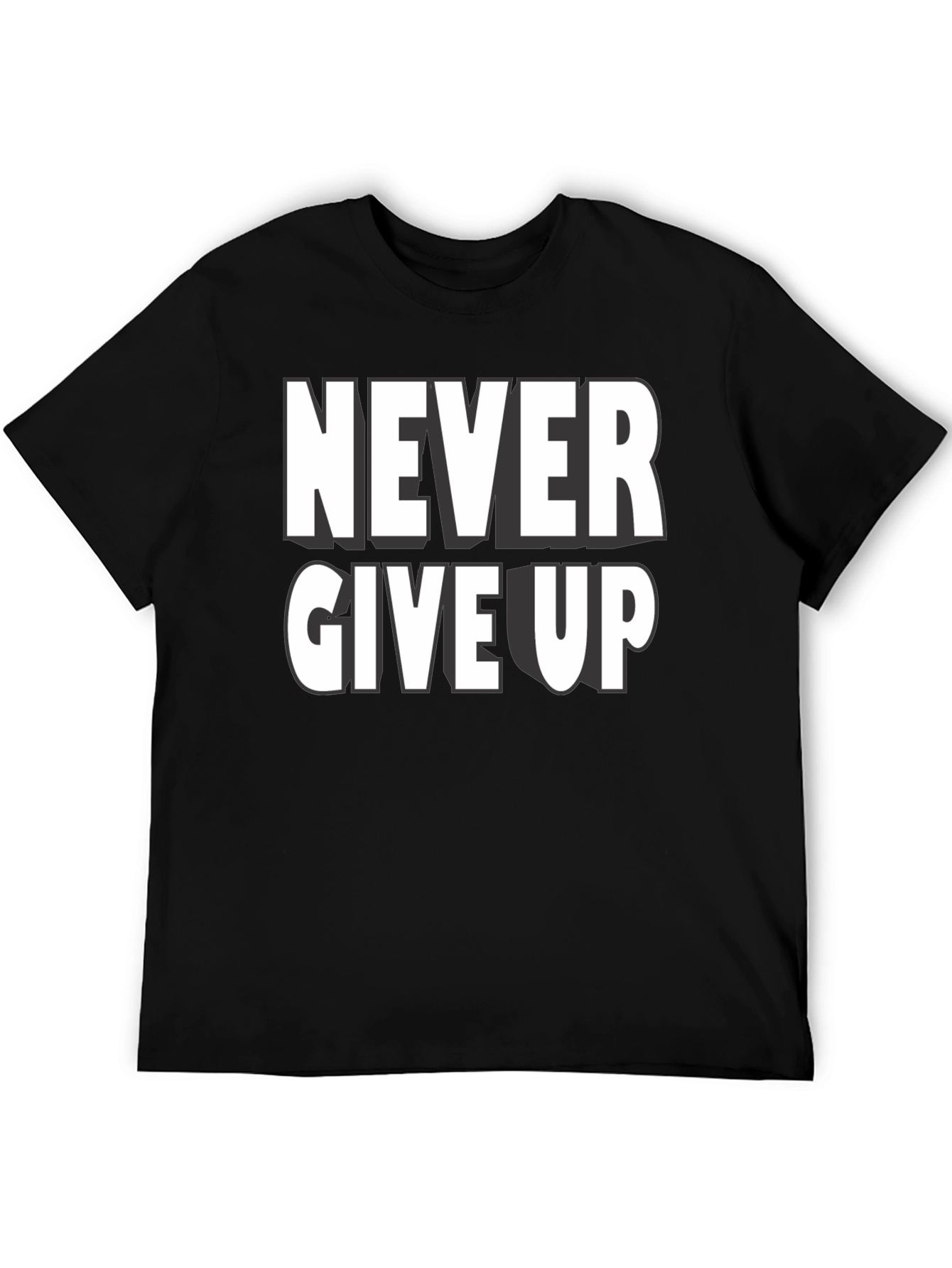 Black Never Give Up Graphic T-Shirt view 5
