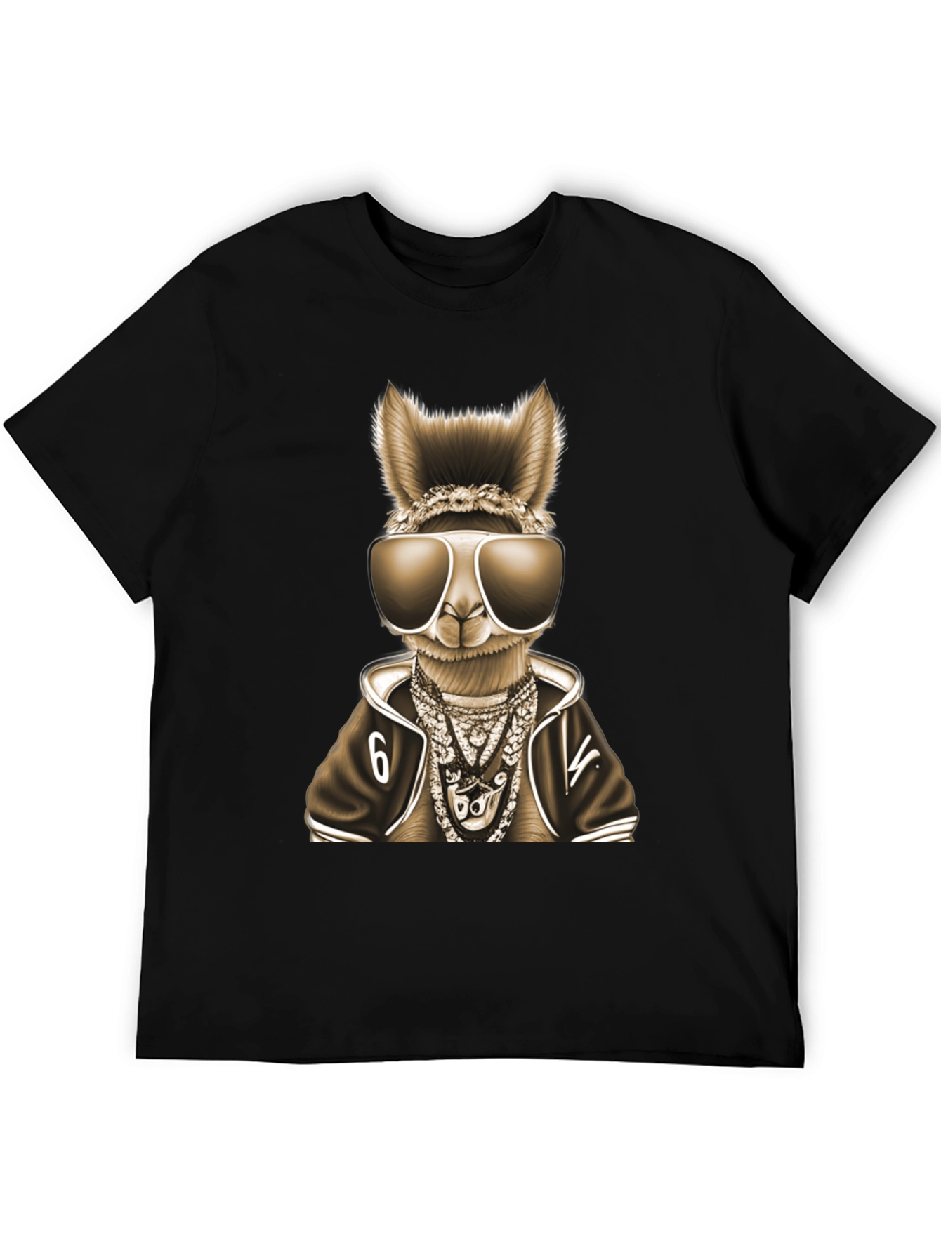 Black Cool Llama Graphic Tee view 5