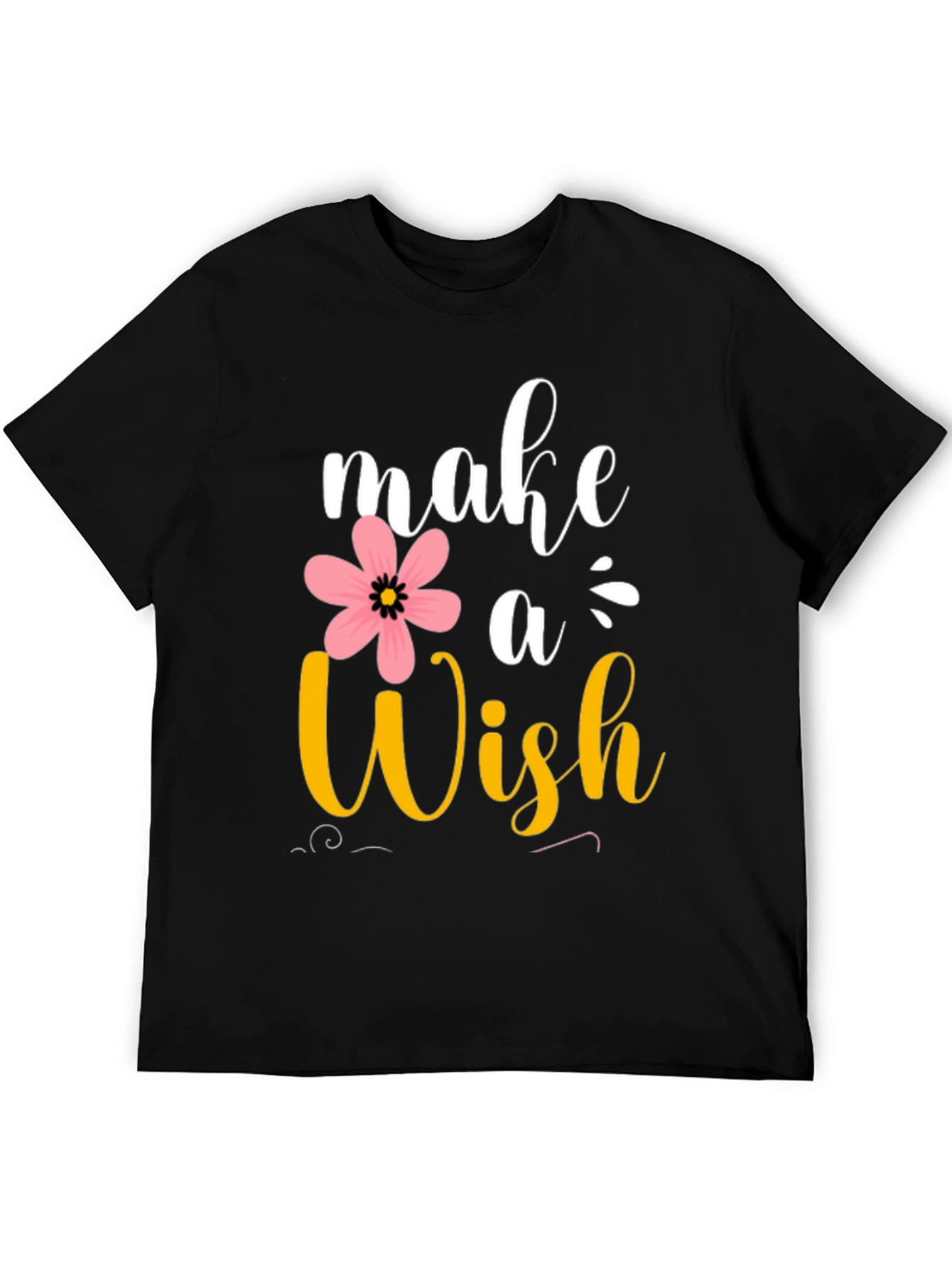 Black Make a Wish T-Shirt - Floral Design view 5