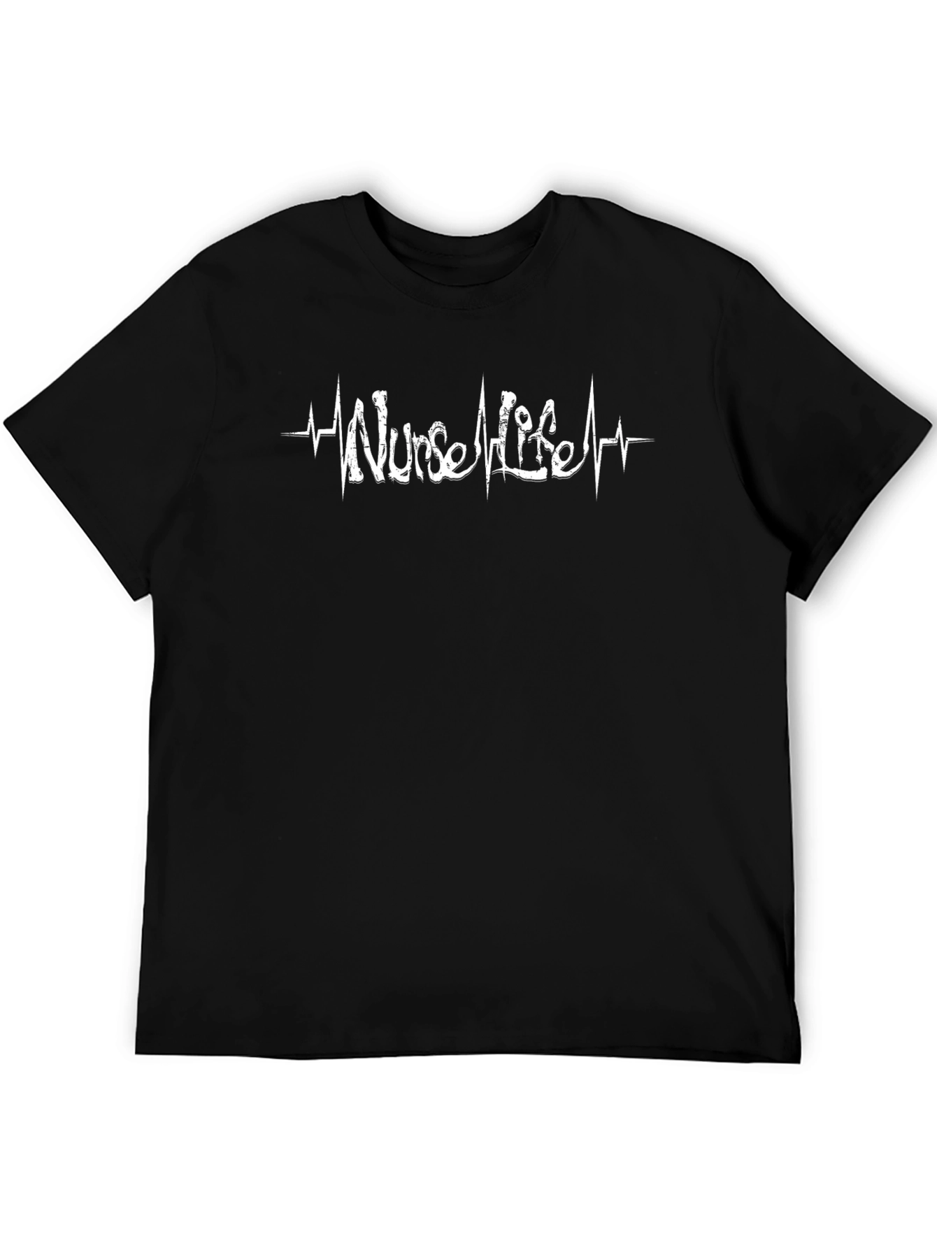 Black Nurse Life Heartbeat T-Shirt - Black Graphic Tee view 5
