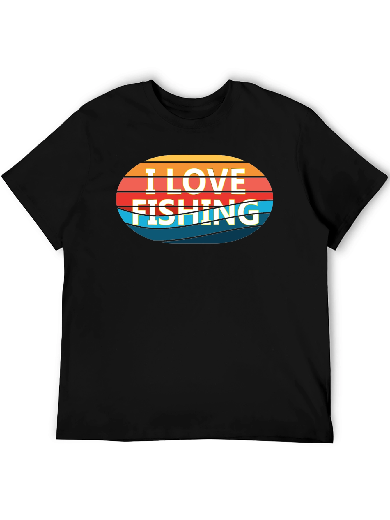 Black I Love Fishing Graphic Tee - Black Cotton T-Shirt view 5