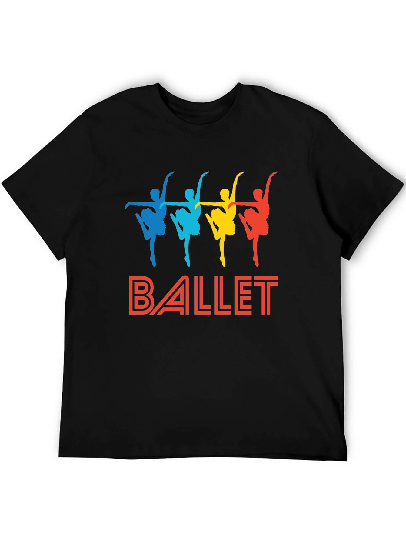 Black Ballet Dancer Graphic Tee - Black Cotton T-Shirt view 5