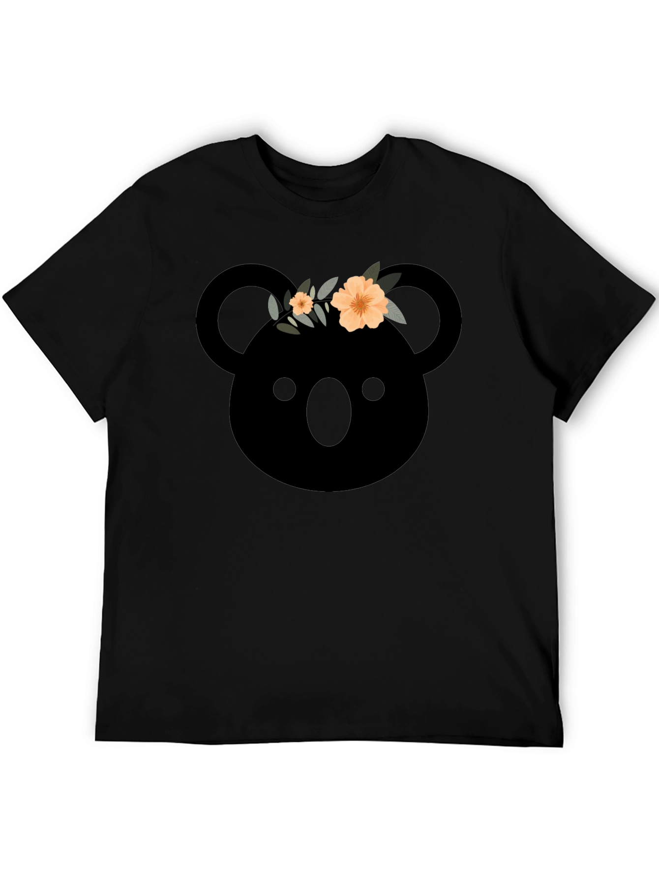 Black Koala with Flower Crown Graphic T-Shirt view 5