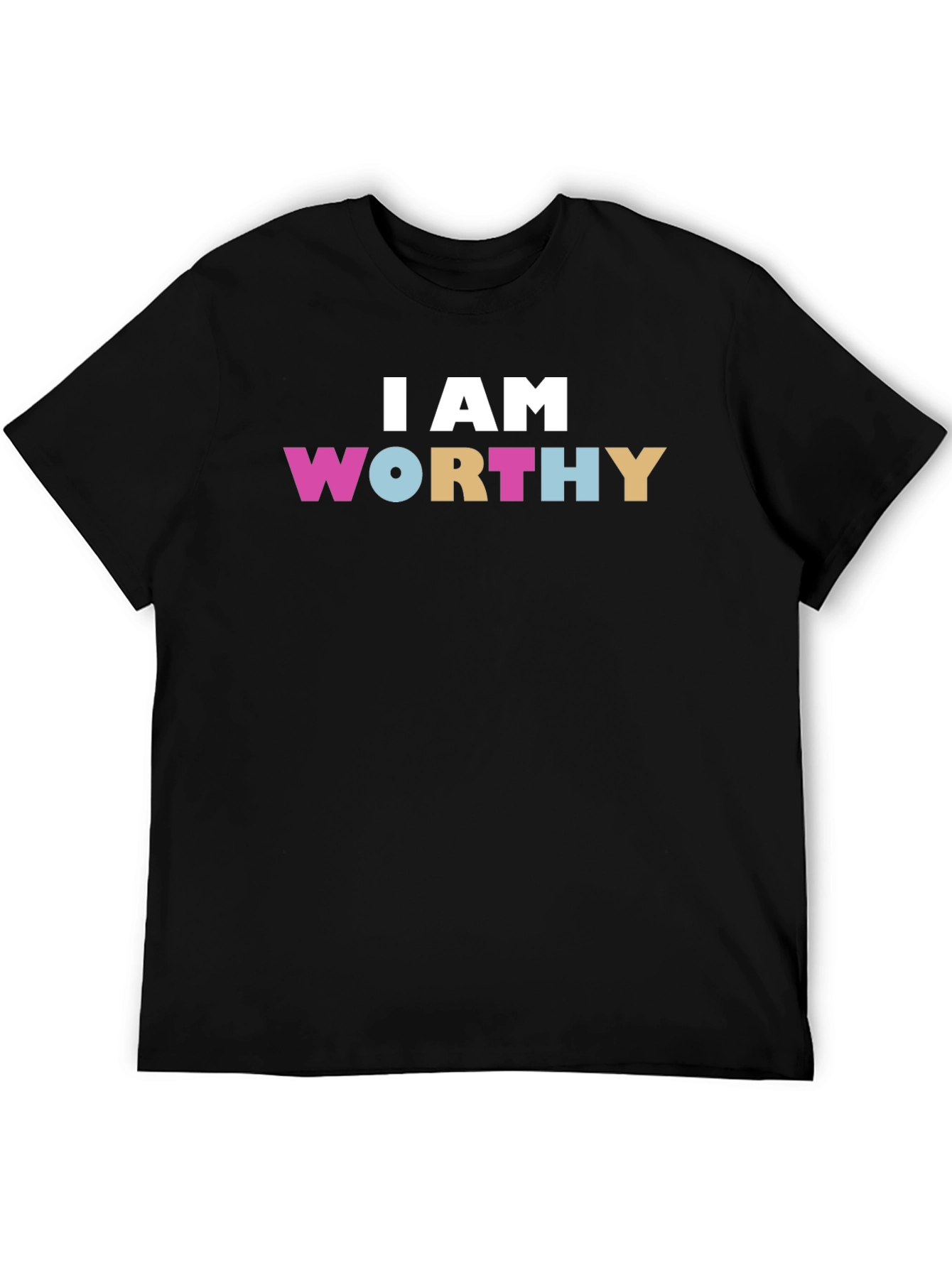 Black I AM WORTHY Graphic T-Shirt - Positive Affirmation Tee view 5