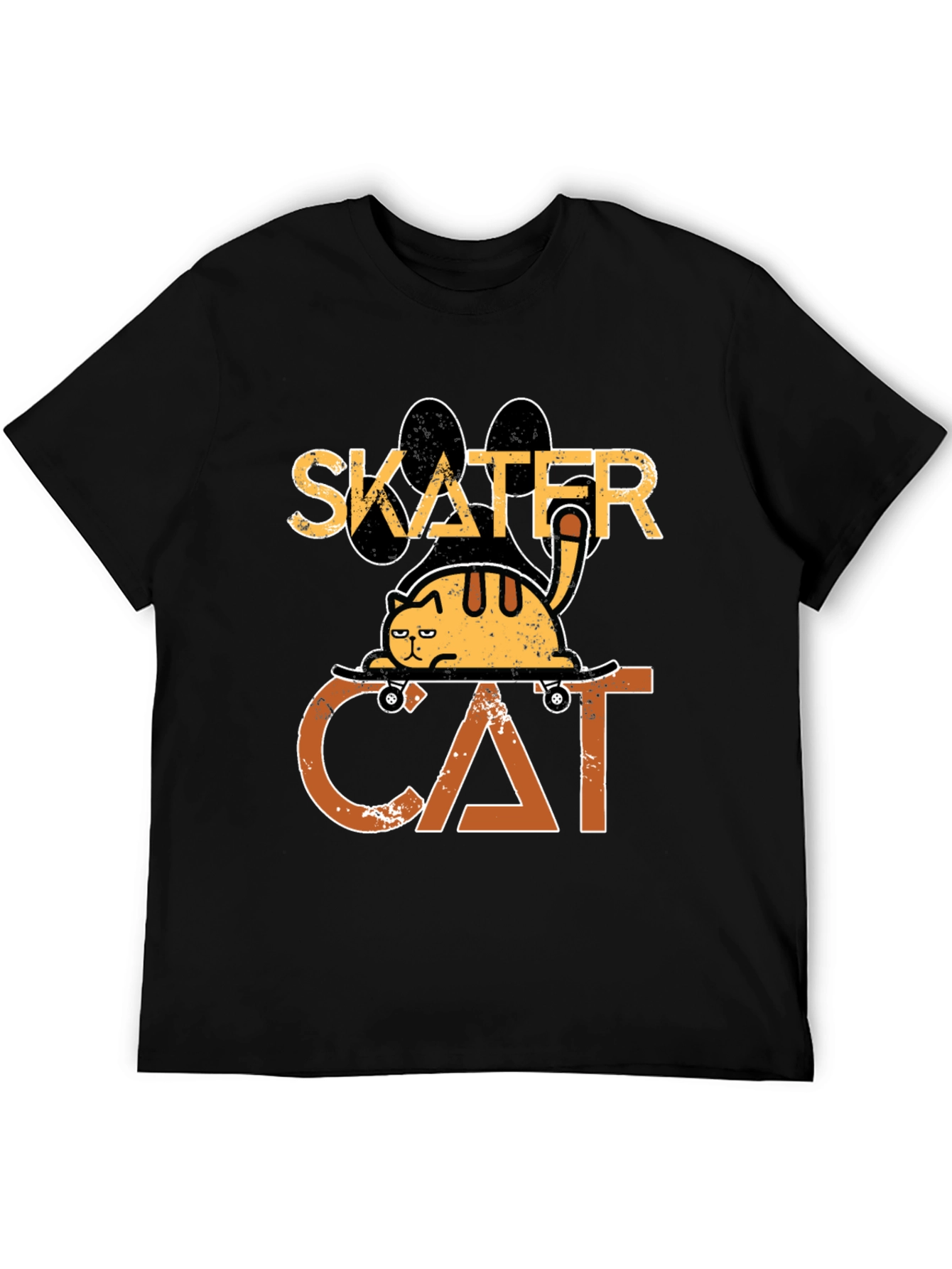 Black Skater Cat Graphic Tee - Cool & Funny Cat T-Shirt view 5