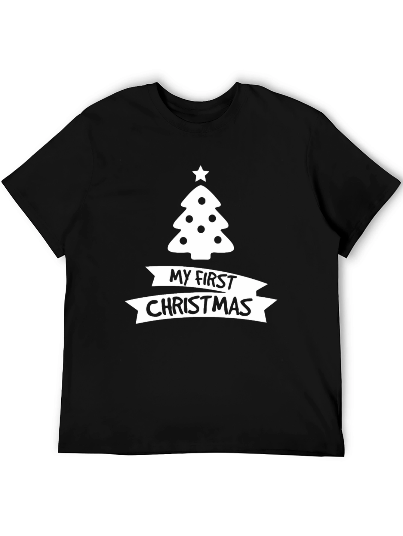 Black My First Christmas Tree Graphic Tee - Black Cotton Holiday Shirt view 5