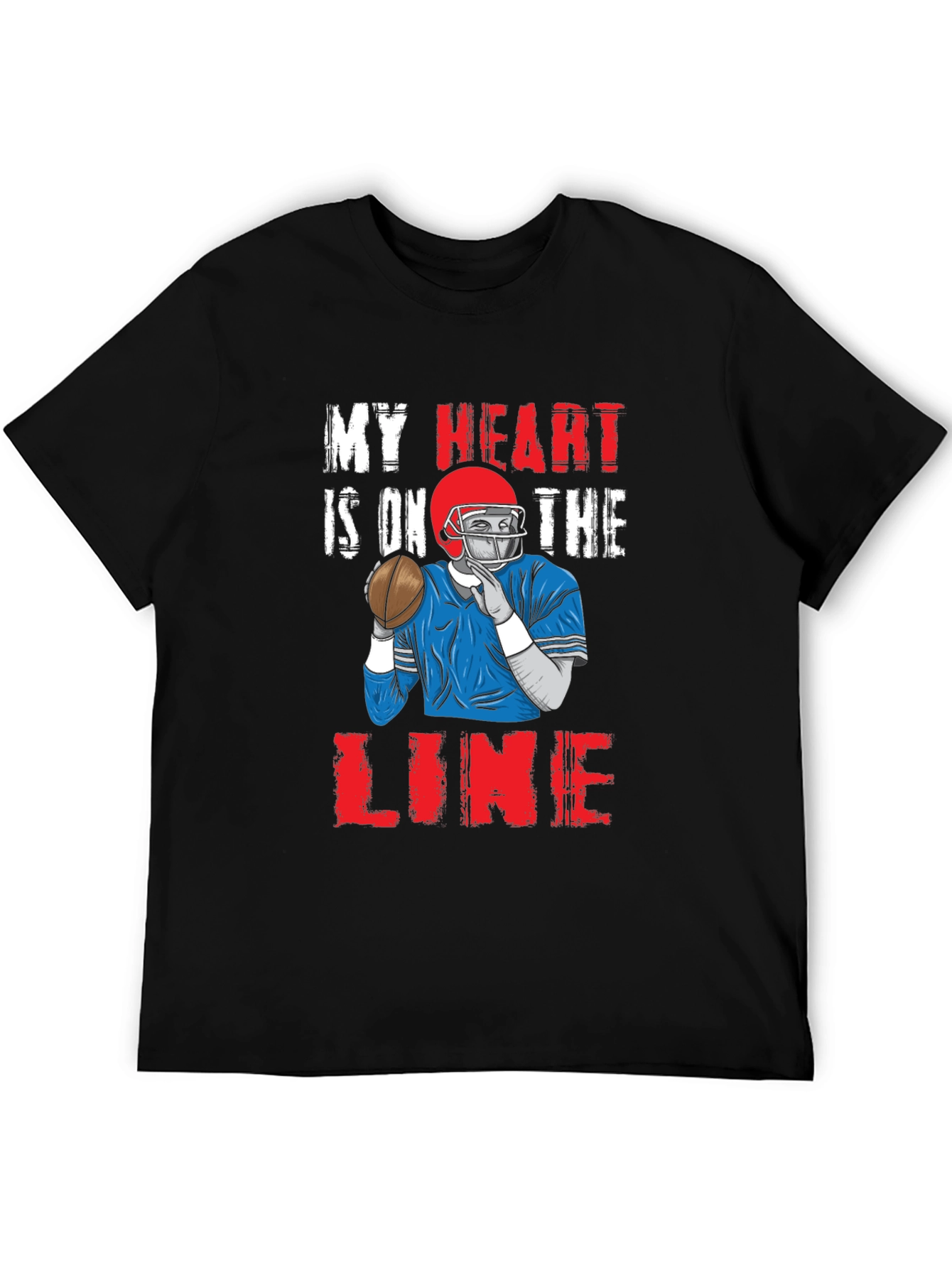 Black My Heart is On The Line Football Graphic Tee view 5