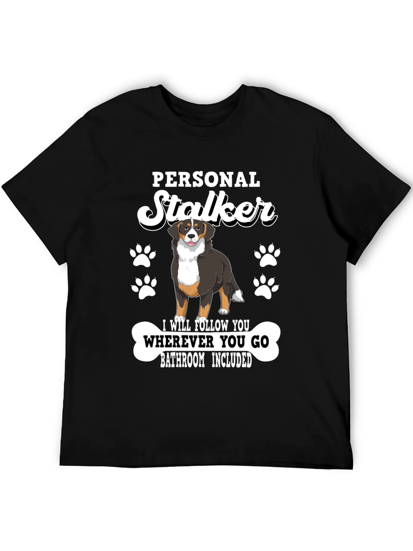 Black Personal Stalker Dog T-Shirt view 5