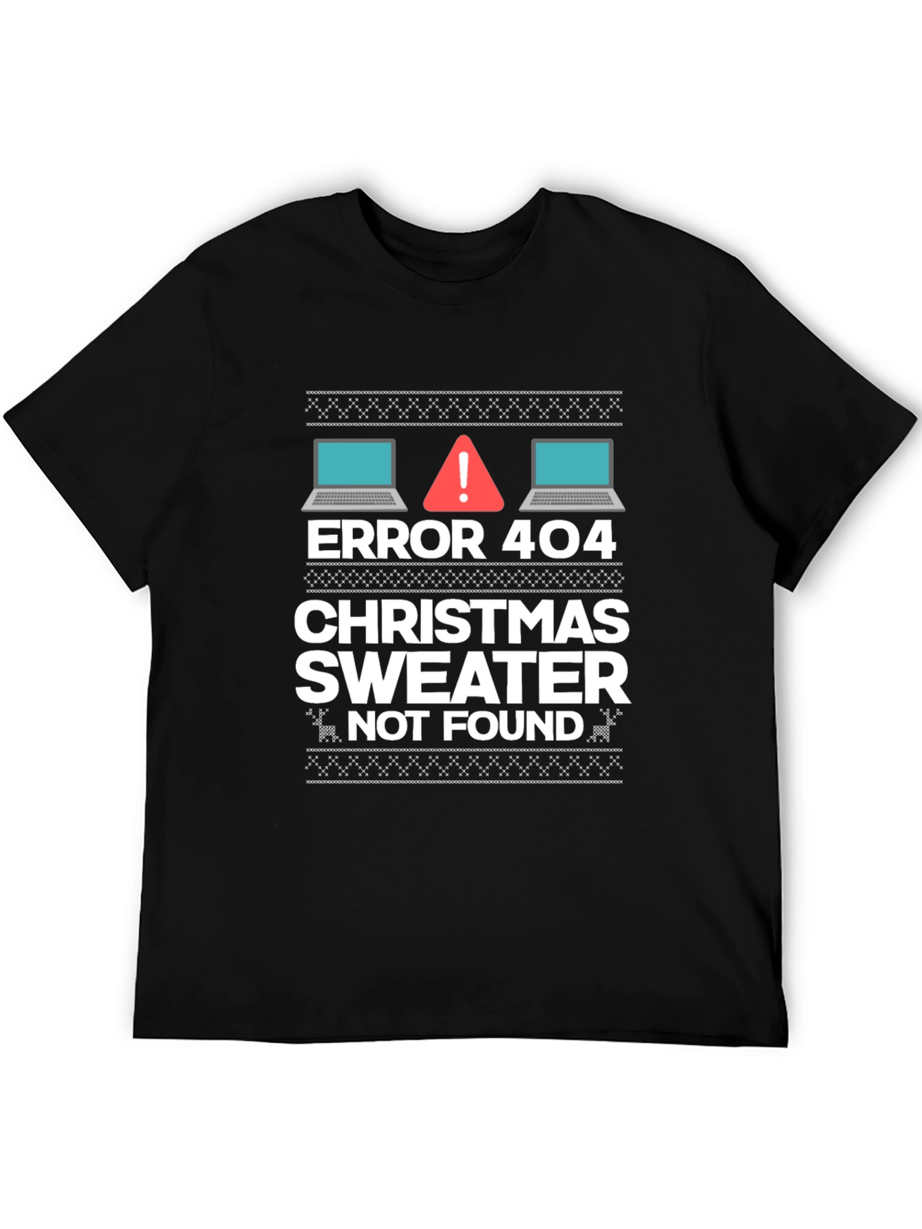 Black Error 404 Christmas Sweater Not Found T-Shirt view 5