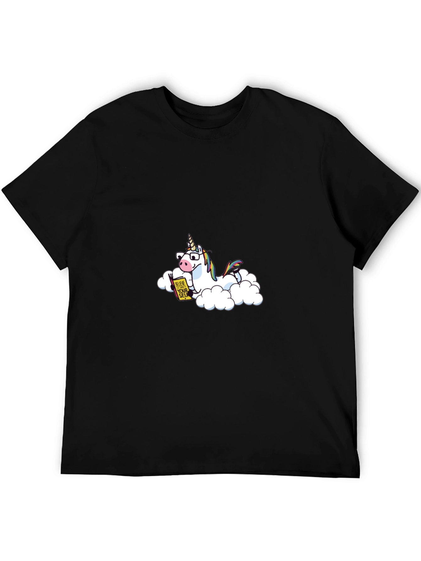 Black Believe in Yourself Unicorn T-Shirt view 5