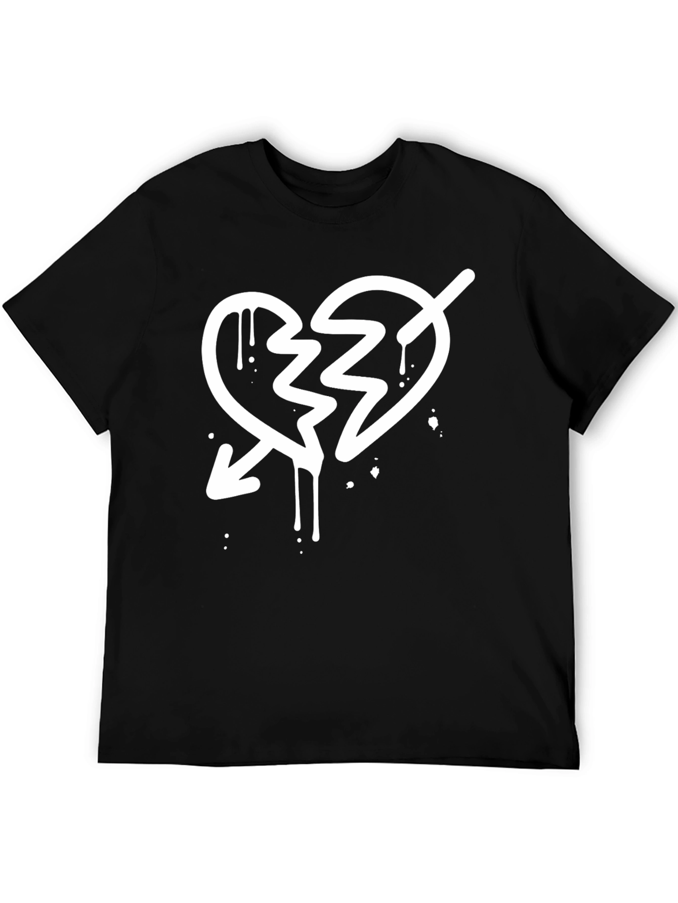 Black Broken Heart Arrow Graphic T-Shirt - Black view 5