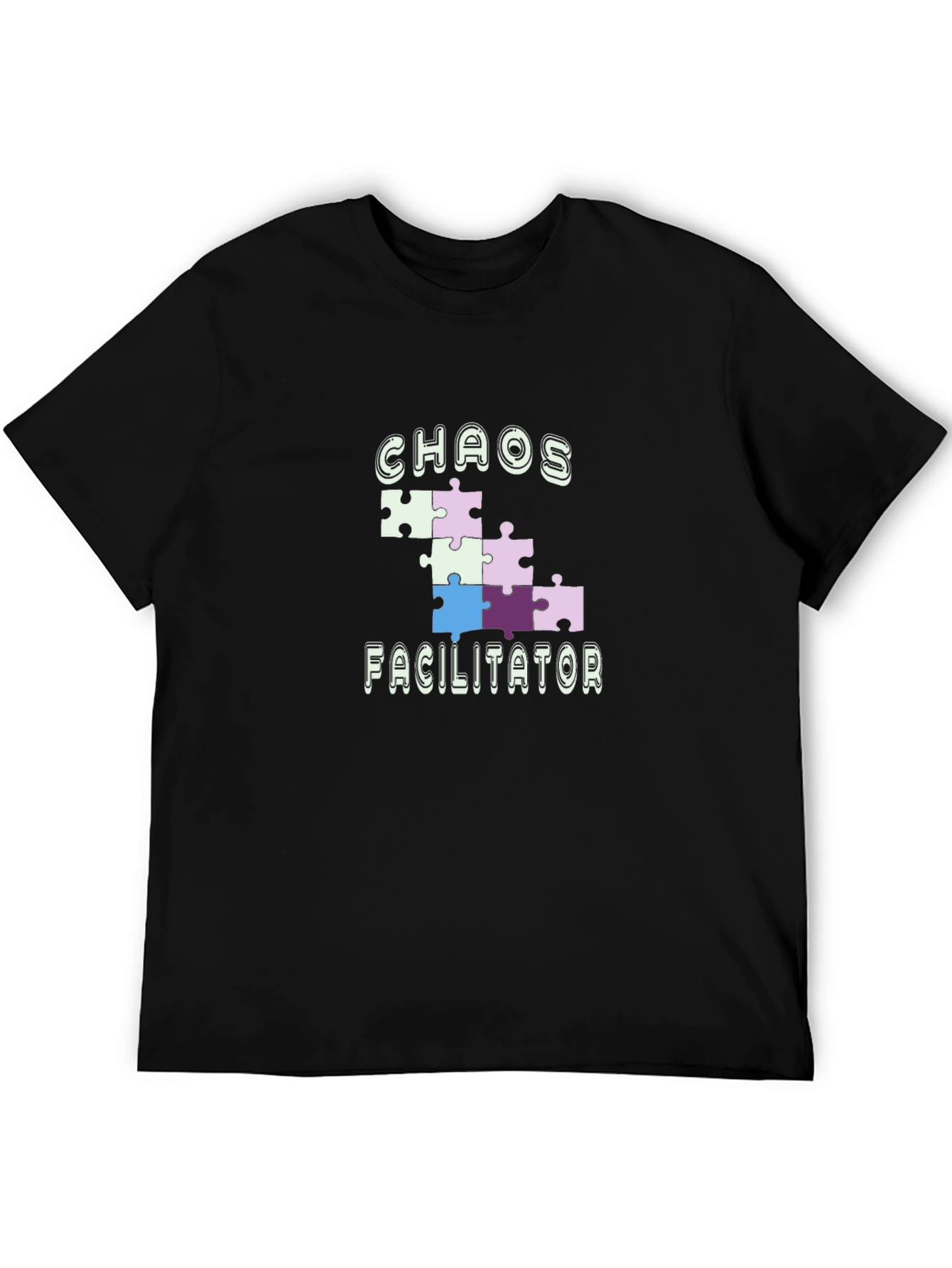 Black Chaos Facilitator Puzzle Piece Tee view 5