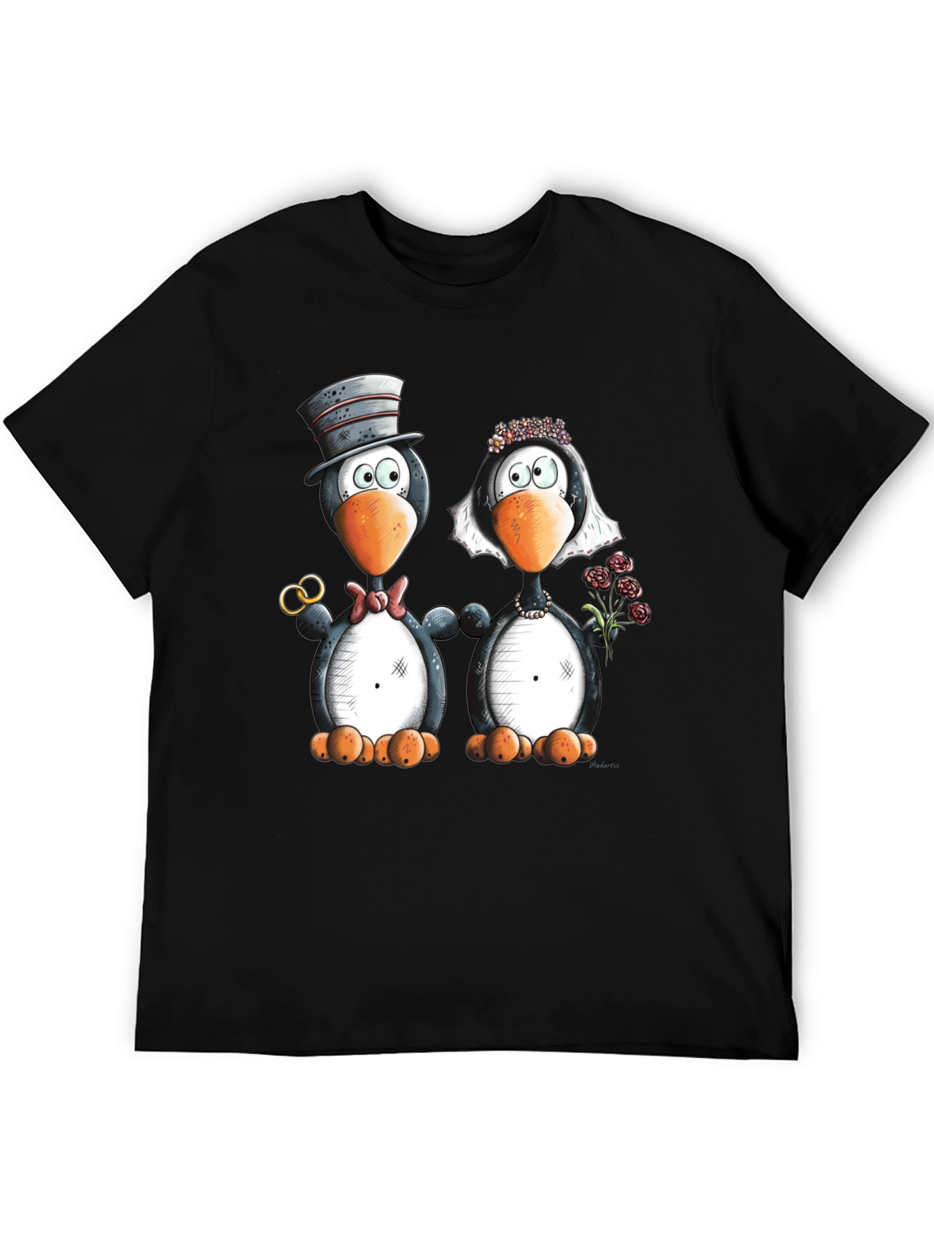 Black Penguin Wedding Graphic Tee - Black view 5