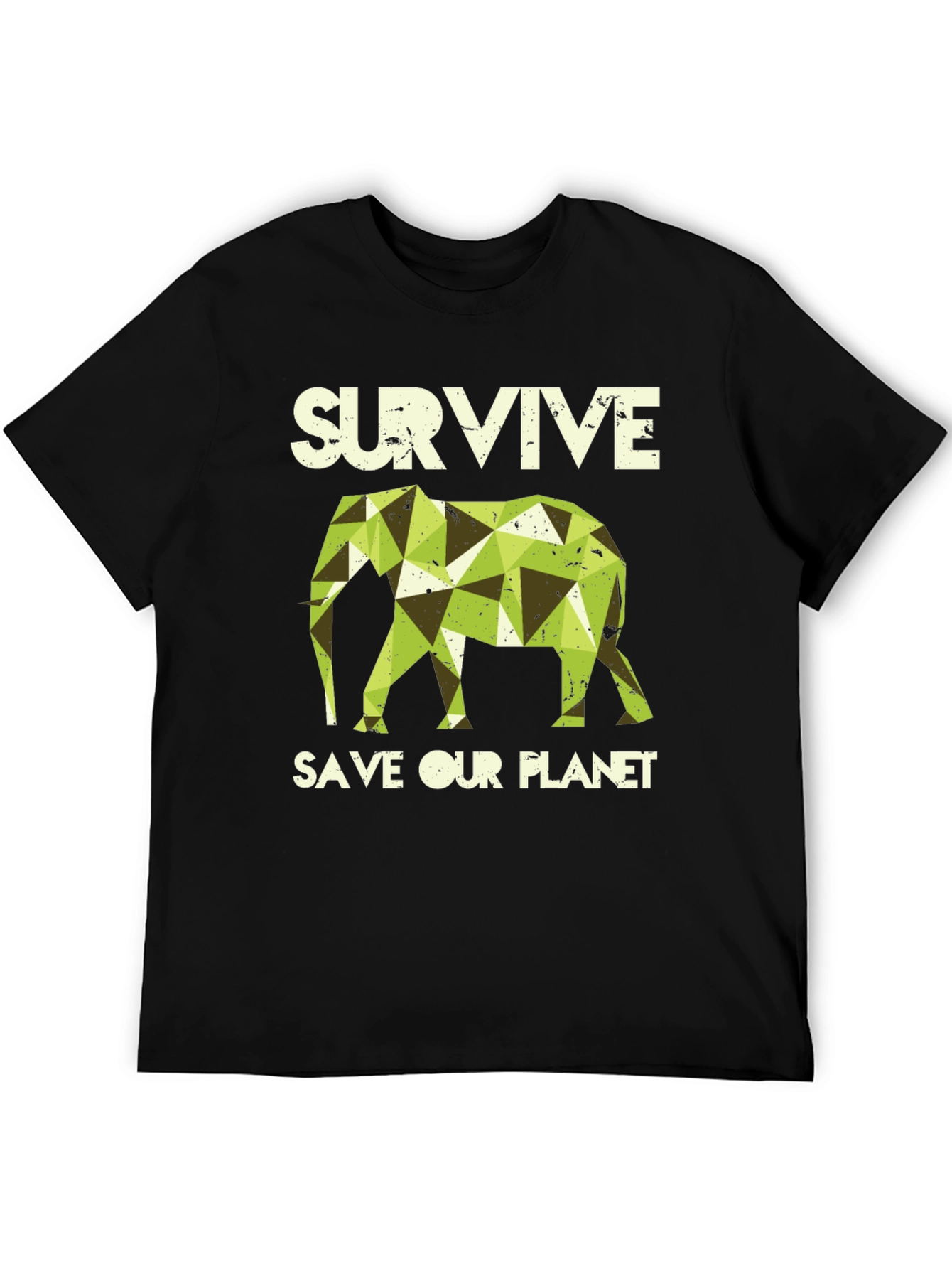 Black Survive Save Our Planet Elephant Graphic Tee view 5
