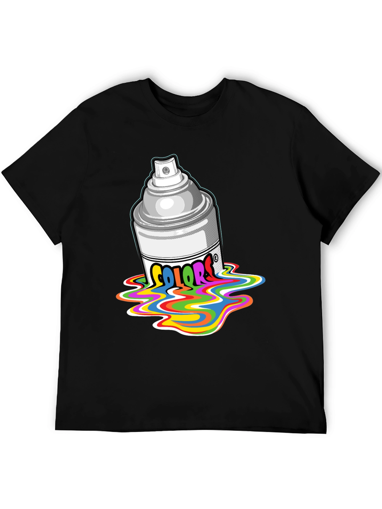 Black Colorful Spray Paint T-Shirt view 5