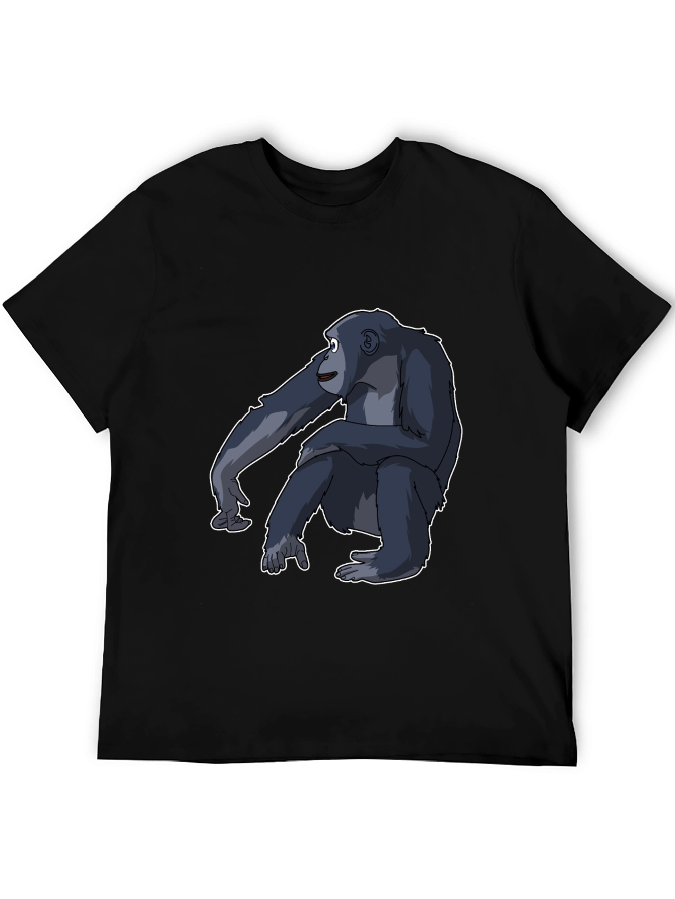 Black Chimpanzee Graphic Tee - Black Cotton T-Shirt view 5