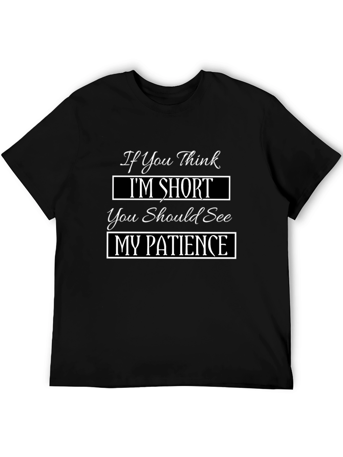 Black Funny Short Patience Graphic T-Shirt view 5