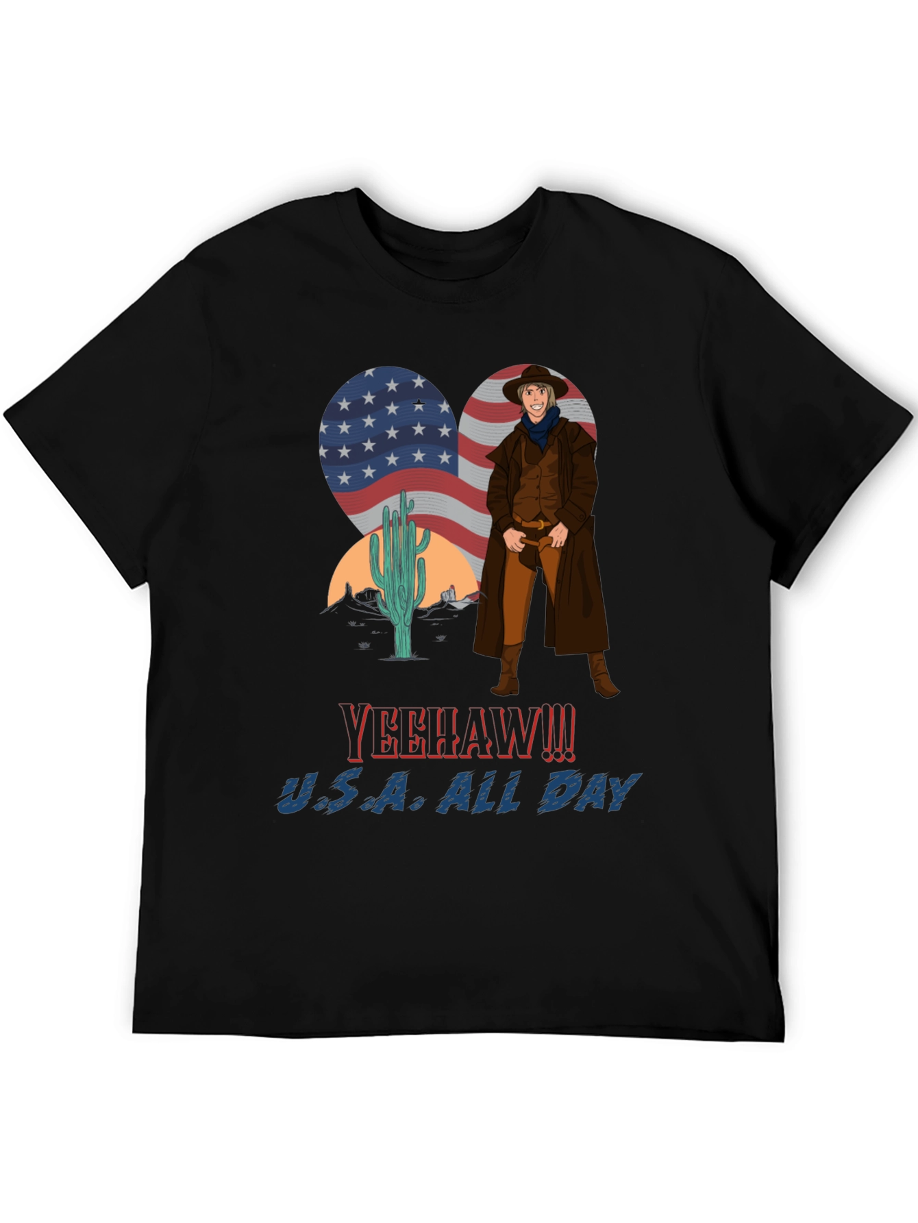 Black Yeehaw U.S.A. All Day Cowboy T-Shirt view 5