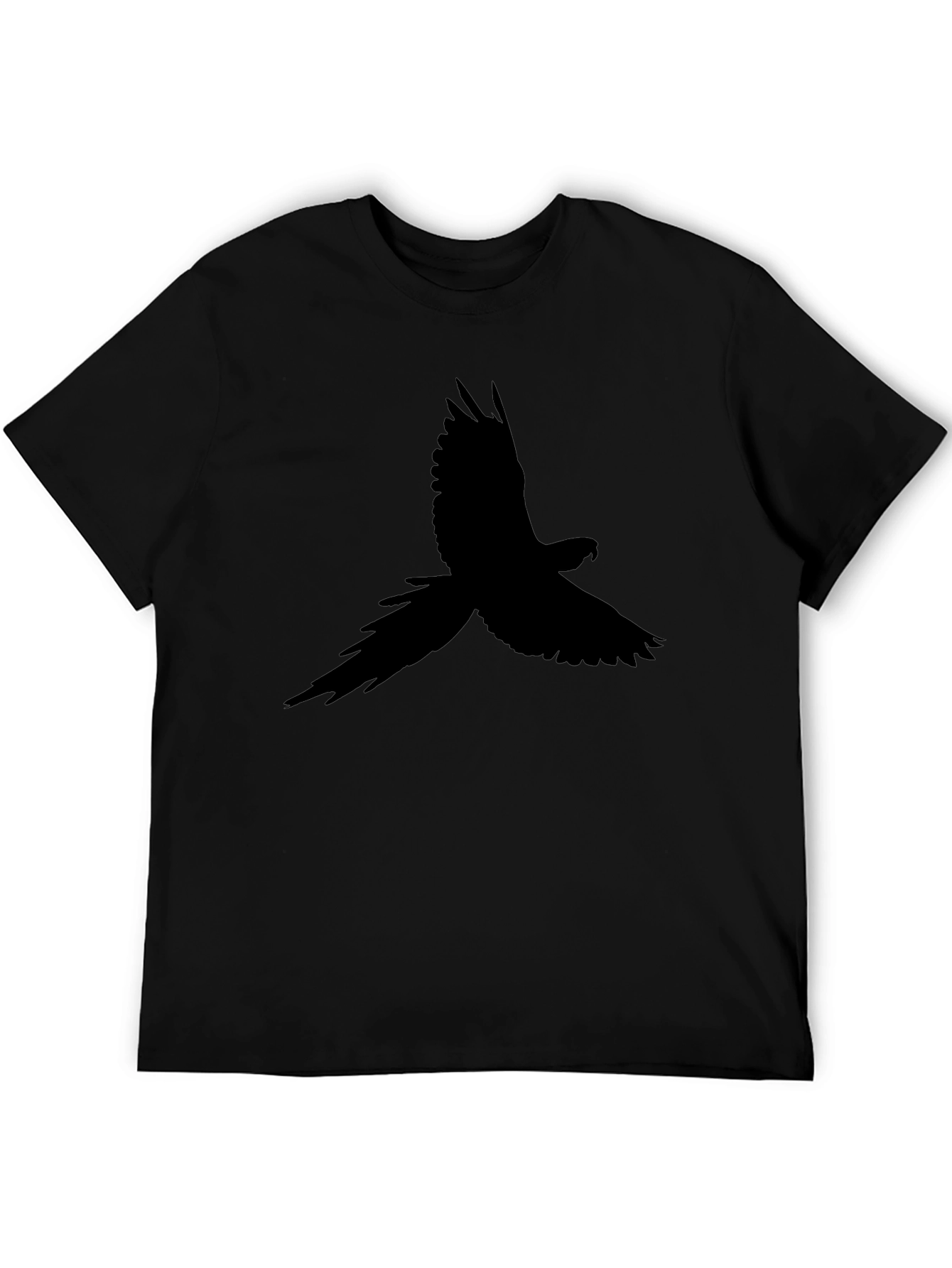 Black Black T-Shirt with Bird Silhouette Design view 5