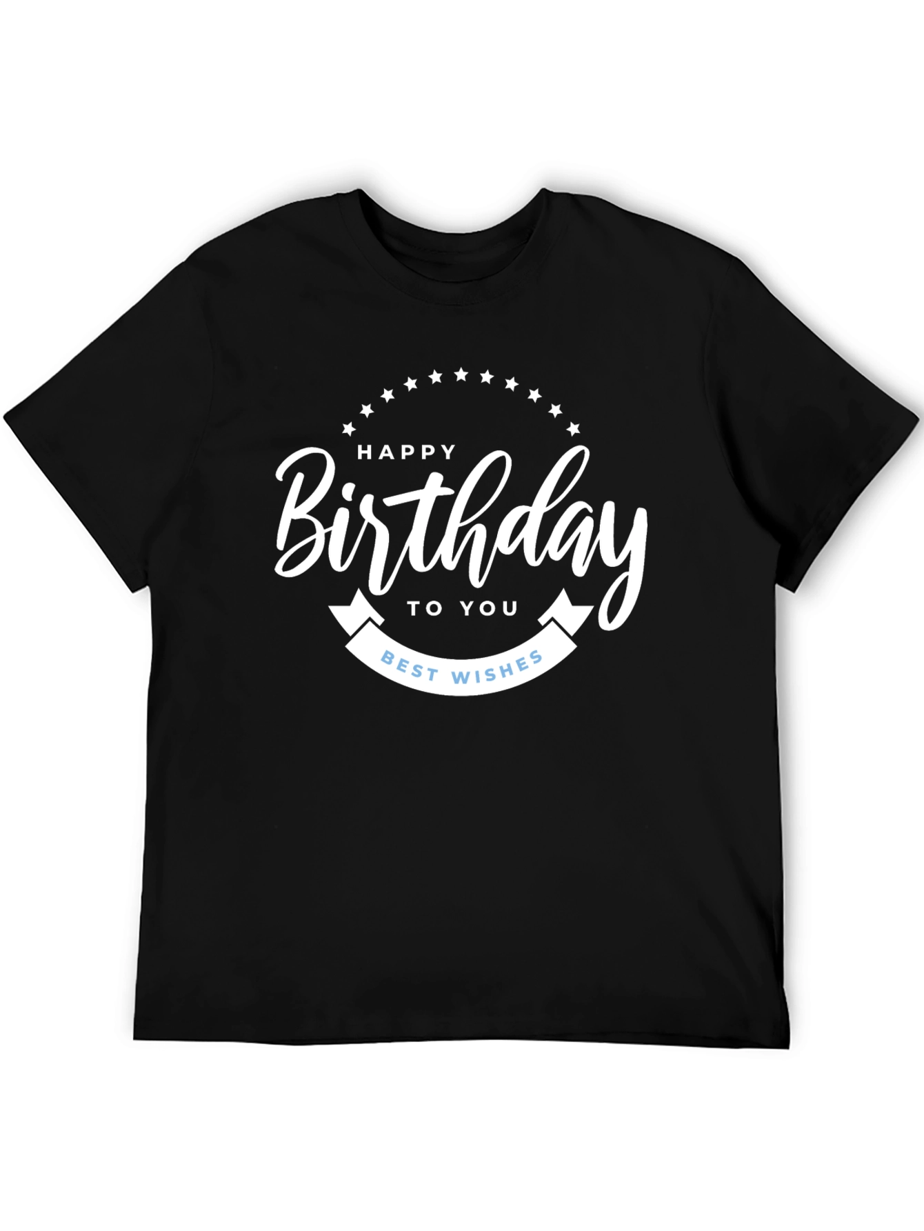 Black Happy Birthday T-Shirt | Black Crew Neck Tee view 5