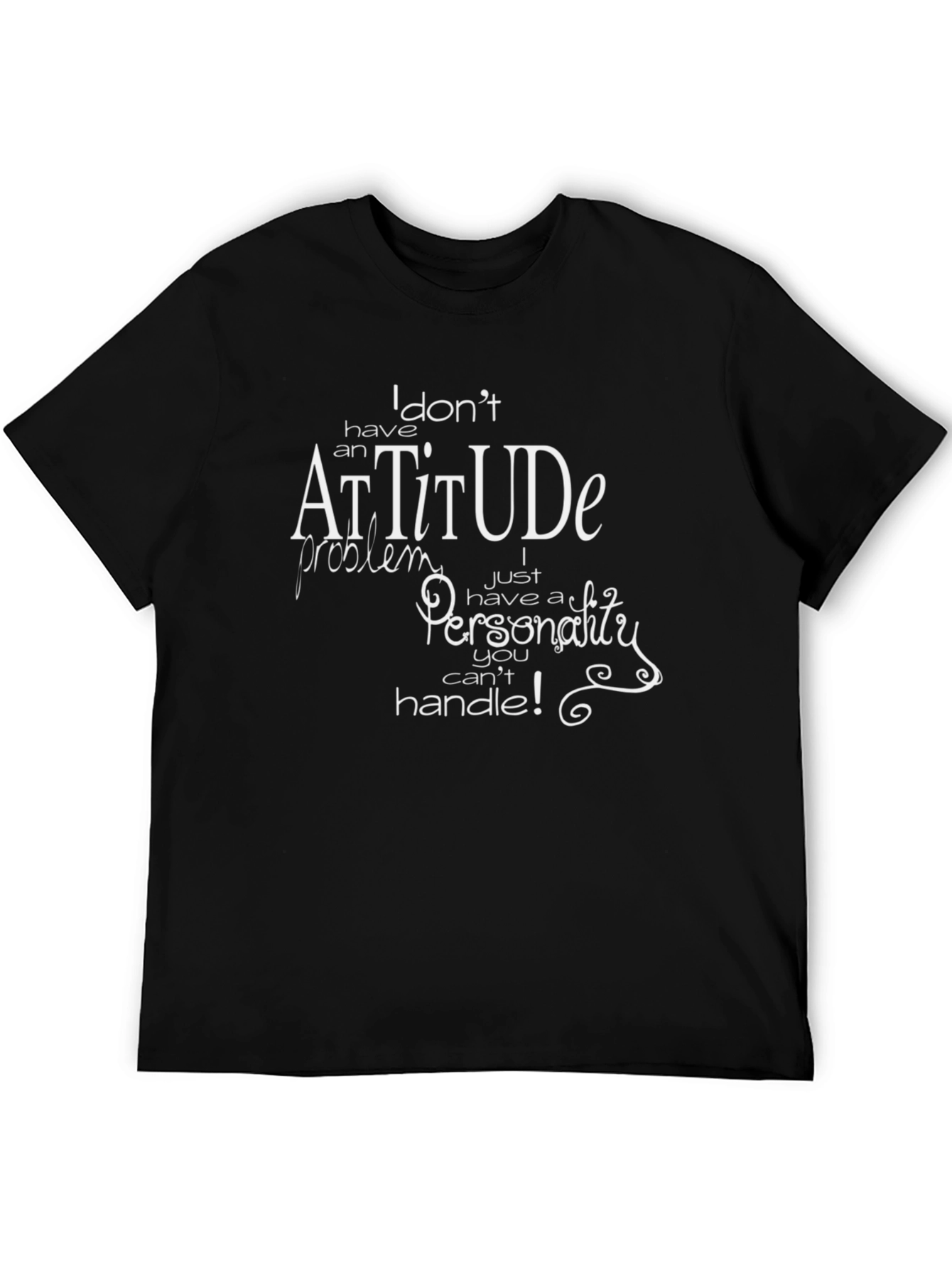 Black Attitude Personality Graphic Tee view 5