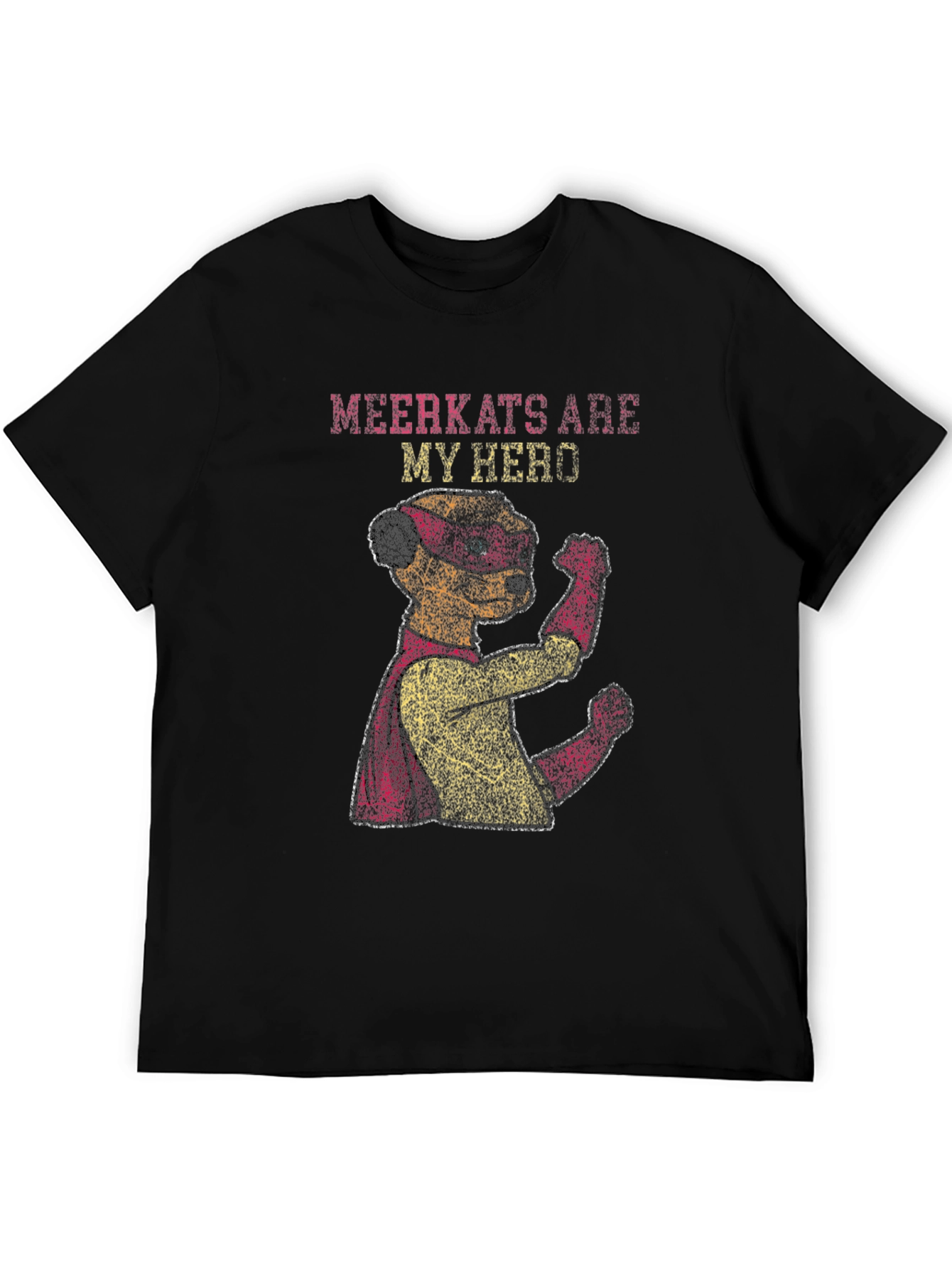 Black Meerkat Hero Graphic T-Shirt - Funny Animal Tee view 5
