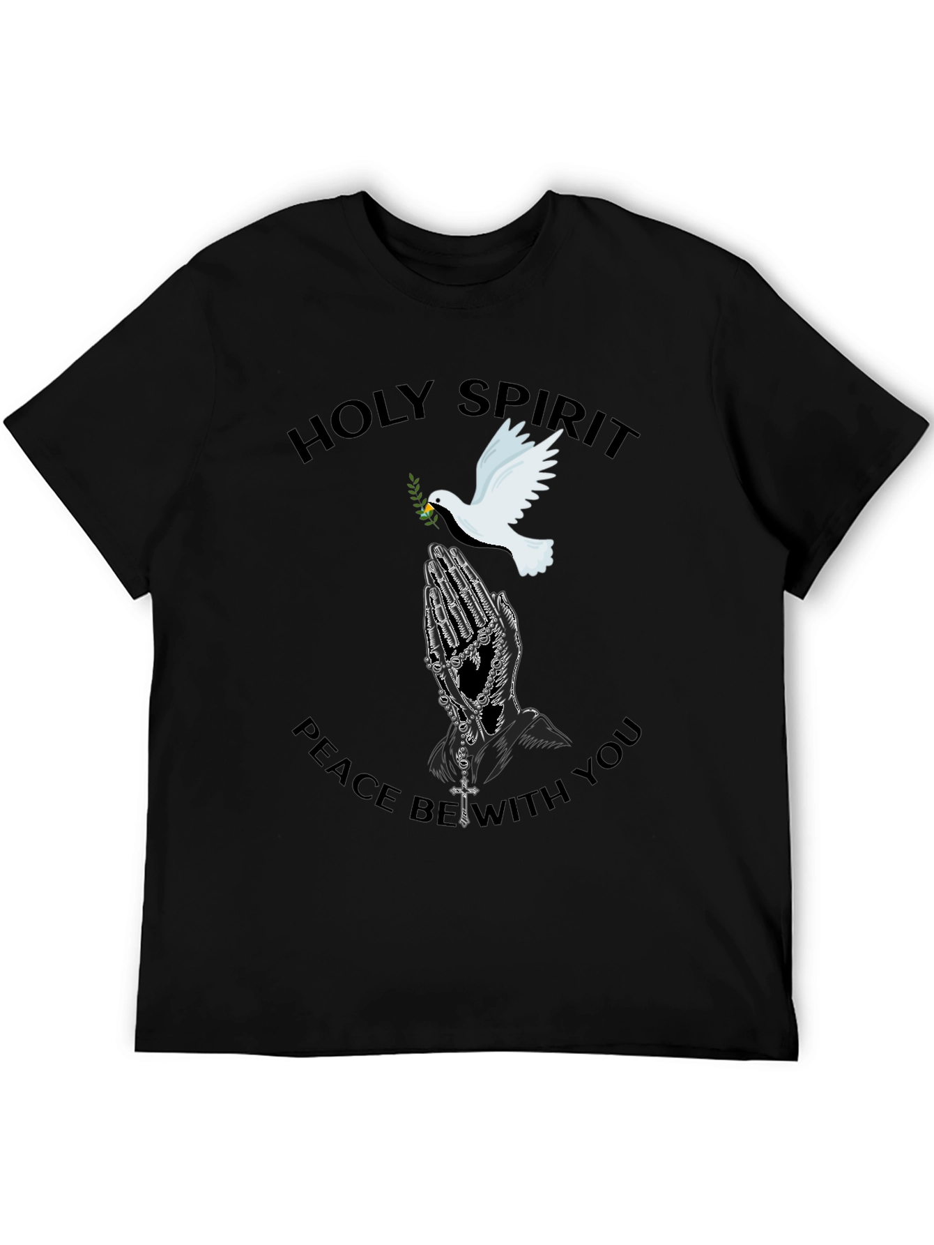 Black Holy Spirit Dove Graphic Black T-Shirt view 5
