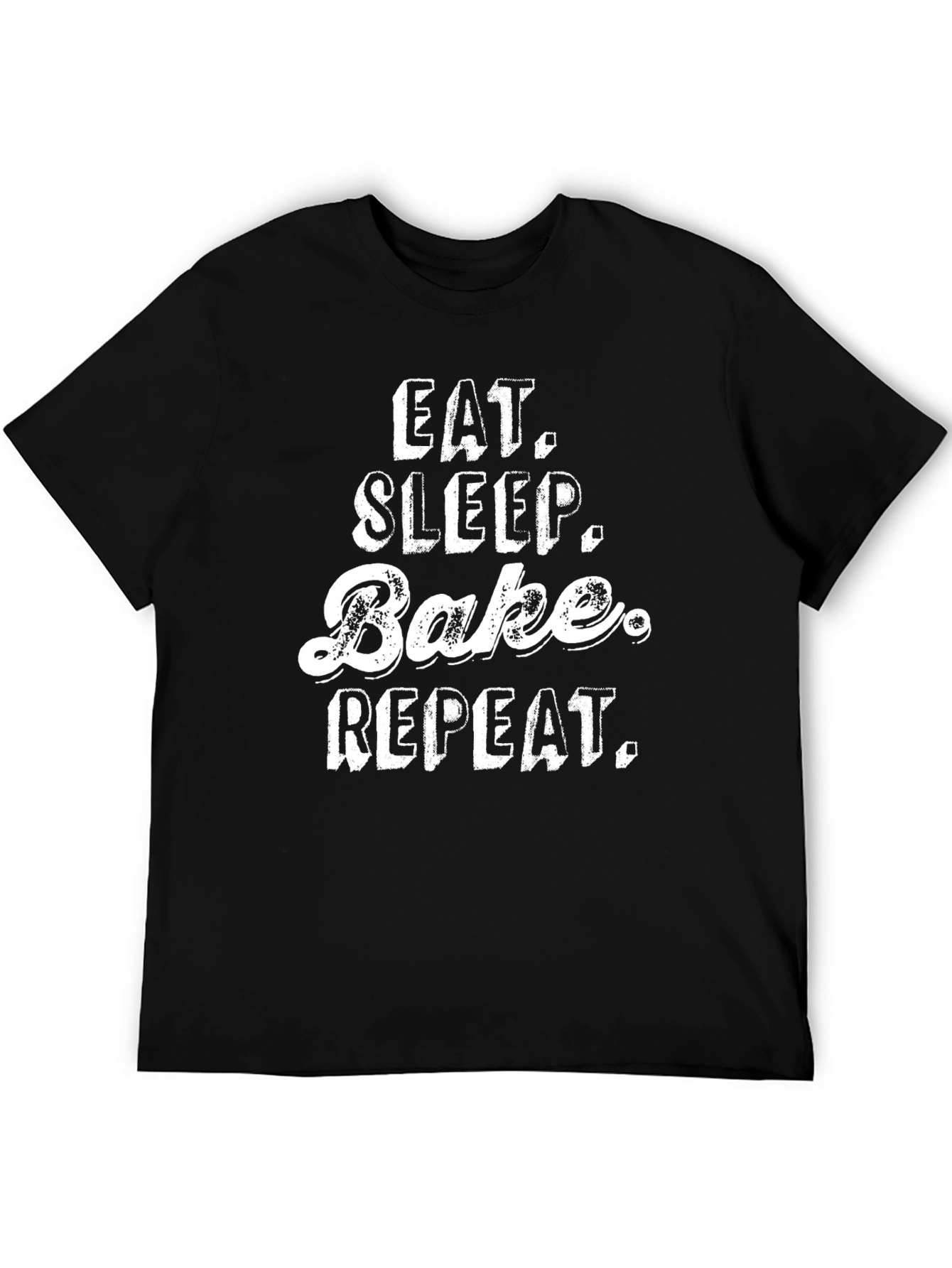 Black Eat Sleep Bake Repeat T-Shirt - Baking Lover's Tee view 5