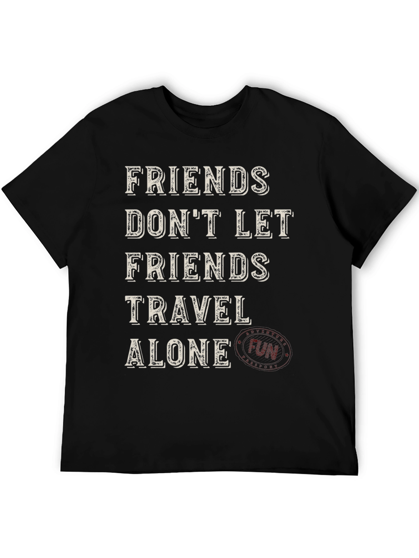 Black Friends Travel Alone Graphic Tee - Black view 5