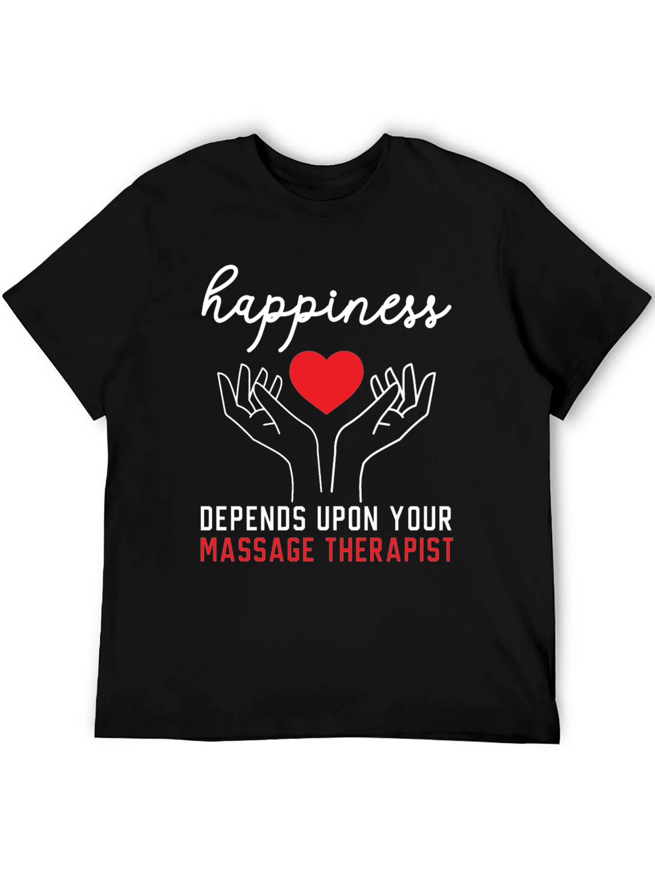 Black Happiness Massage Therapist T-Shirt view 5