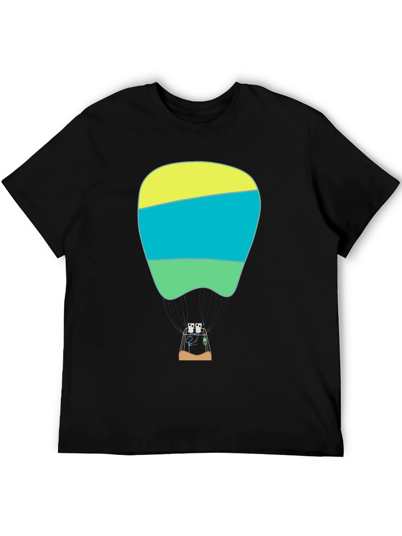 Black Funny Hot Air Balloon Graphic T-Shirt view 5