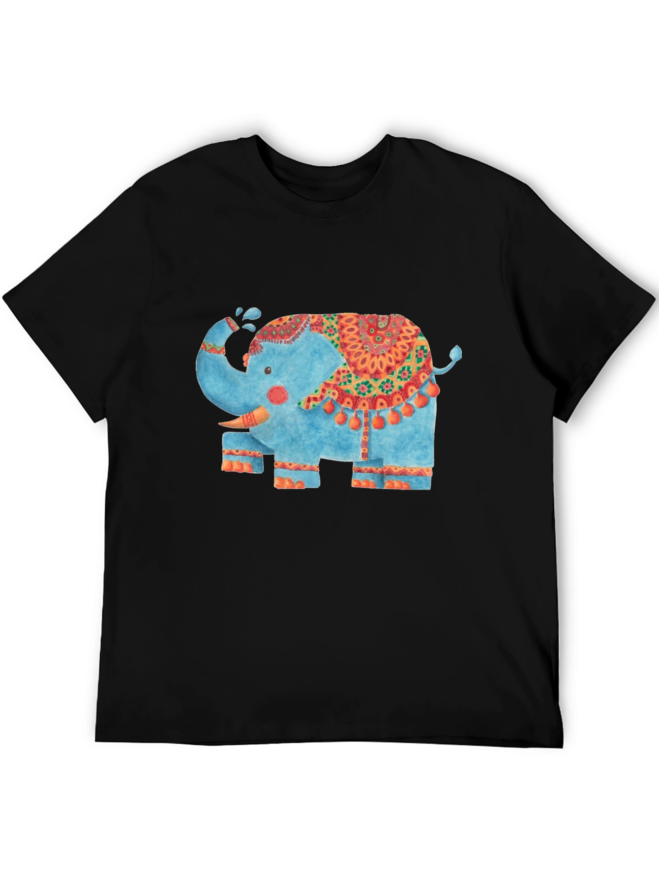 Black Elephant Graphic Tee - Black Cotton T-Shirt view 5